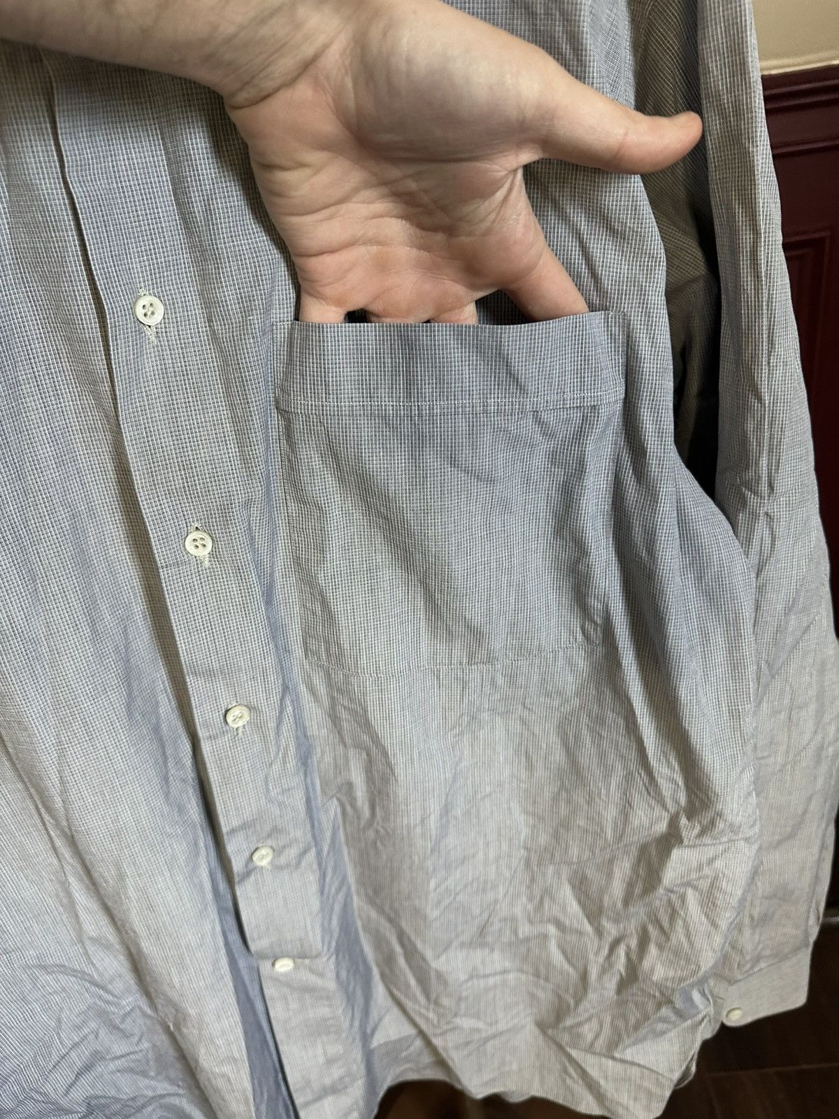 Other LORENZINI exclusive blue/gray micro check shirt Italy Size US L / EU 52-54 / 3 - 5 Thumbnail