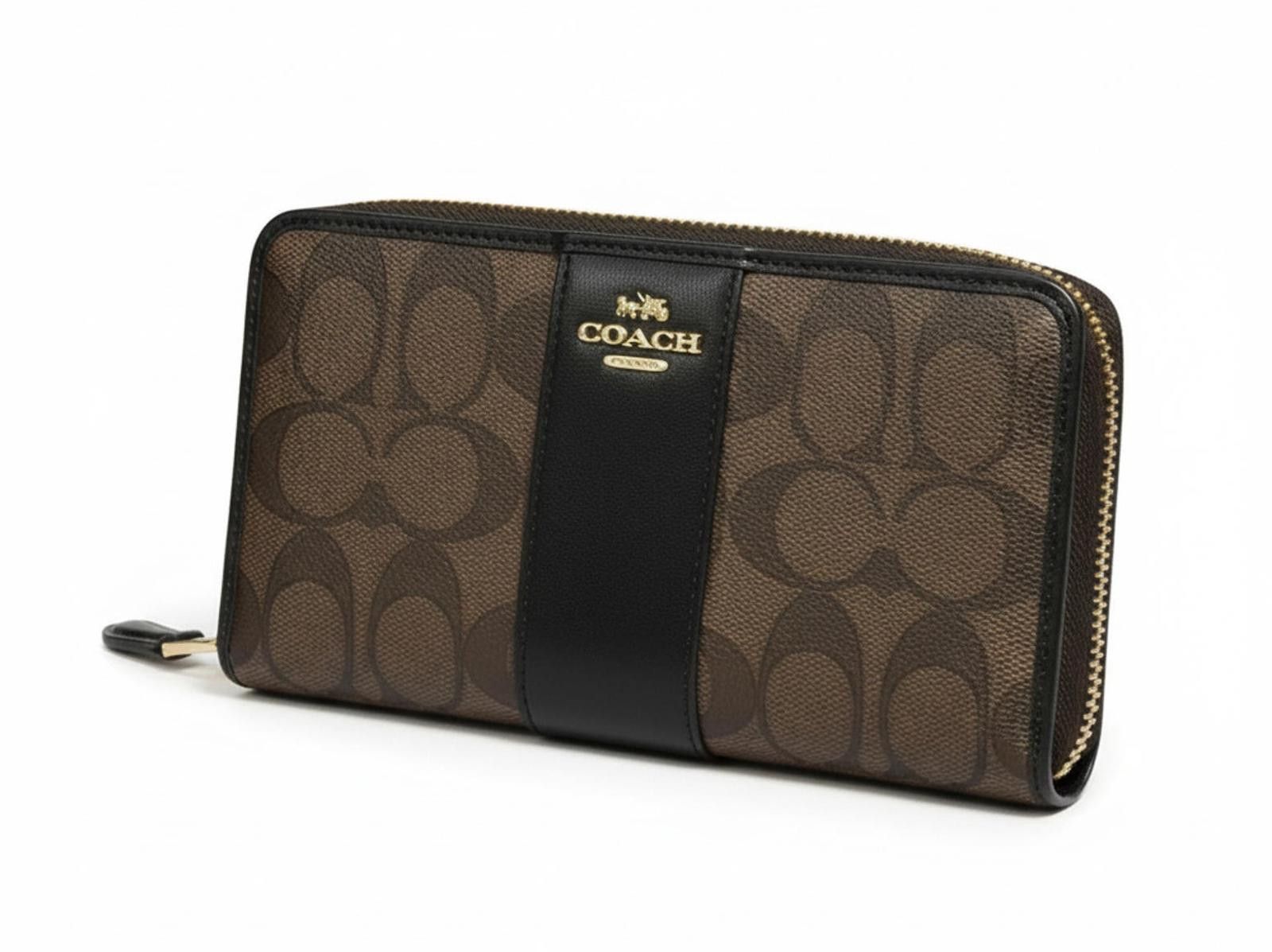 Coach Coach - Signature Brown and Black Zip Around Wallet Size ONE SIZE - 1 Thumbnail