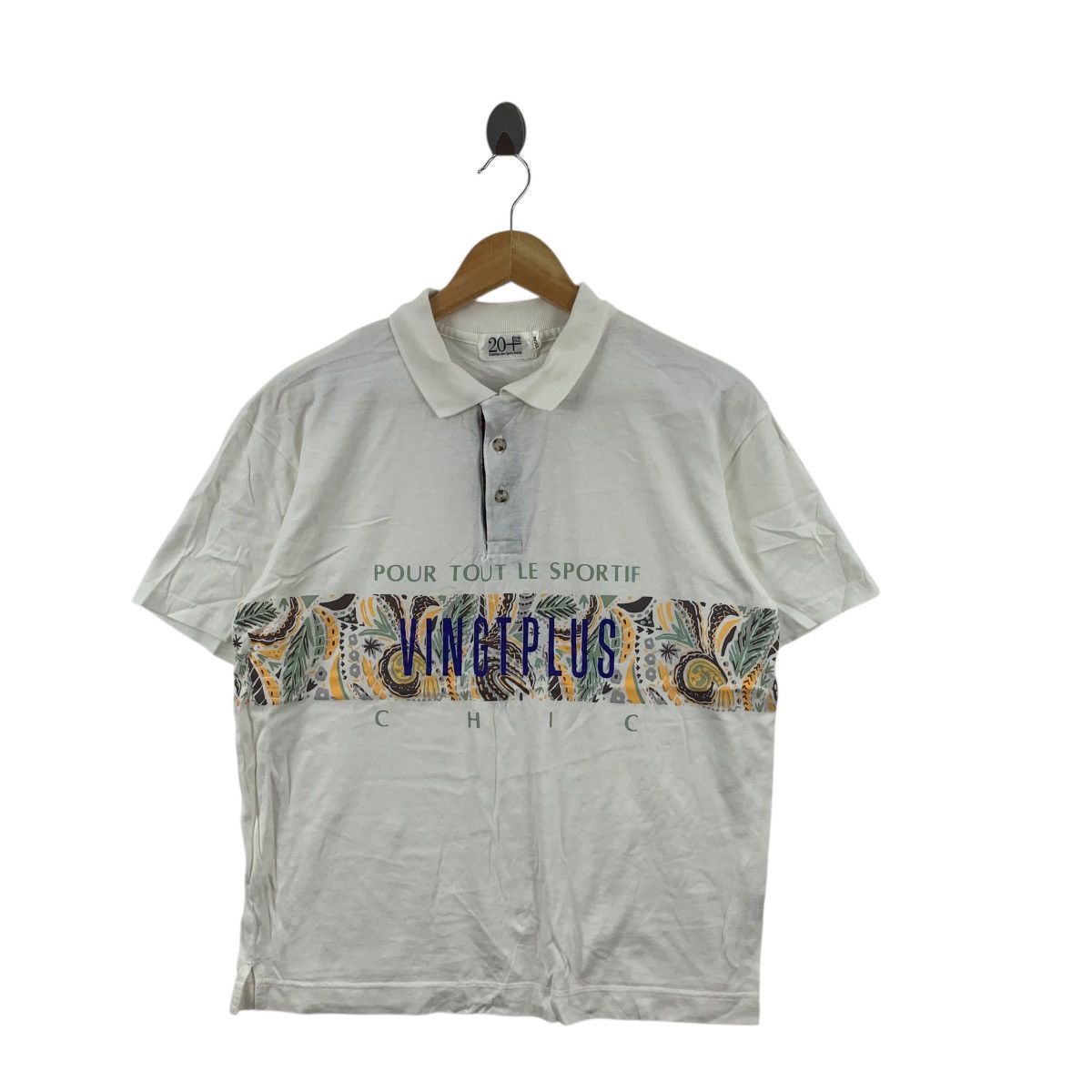 Vintage Vintage VINGT PLUS CREATION Paris Paisley Polo Tee Shirt Size M / US 6-8 / IT 42-44 - 3 Thumbnail
