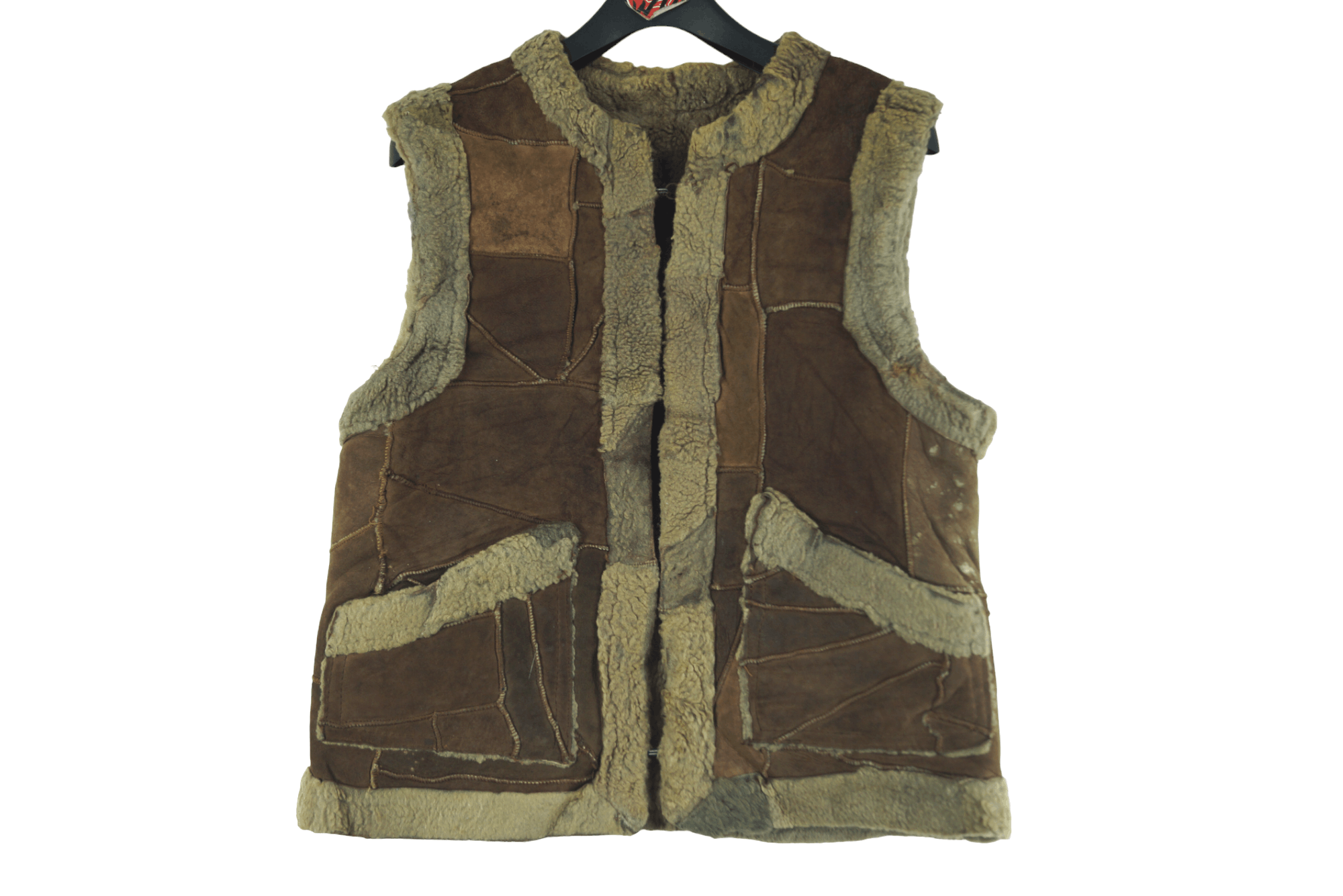 Rare!! Leather Vests Patchwork Nice Design