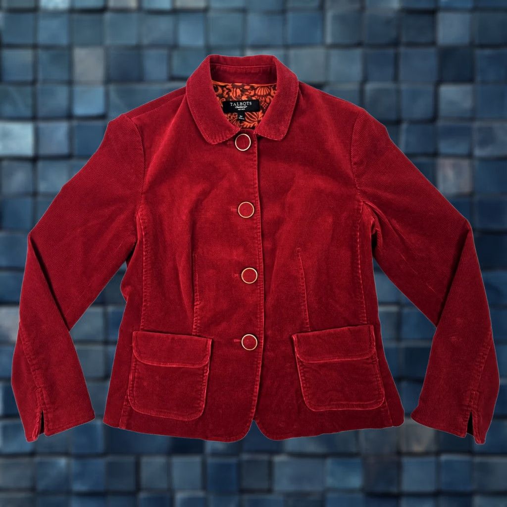 Talbots Talbots Corduroy Blazer Jacket Women 6P Petite Red Button Front Fully Lined Casual Business Workwear Travel Women Jeans? Size M / US 6-8 / IT 42-44 - 1 Thumbnail