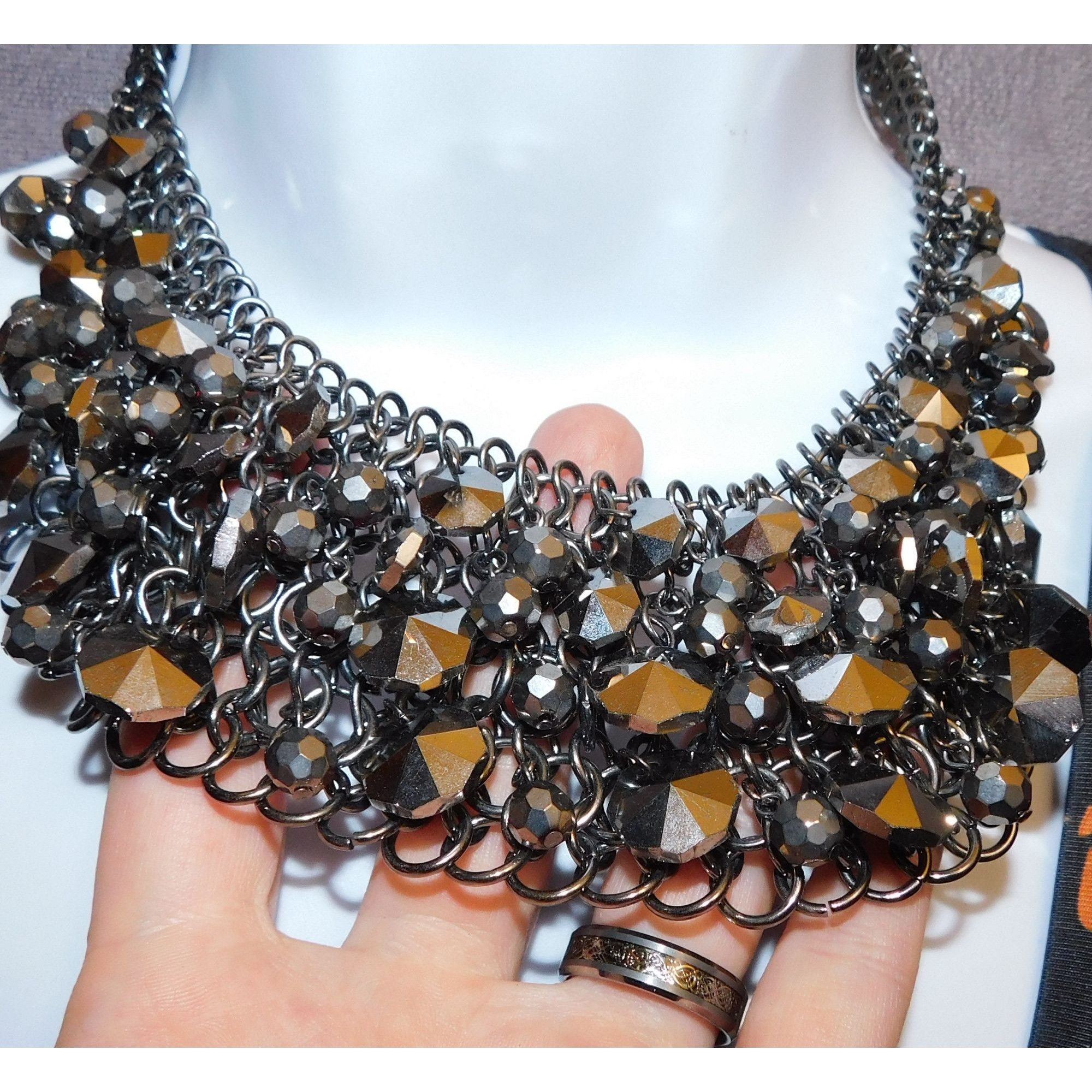 Other Glam Goth Sparkly Gemmed Bib Statement Necklace Size ONE SIZE - 1 Thumbnail