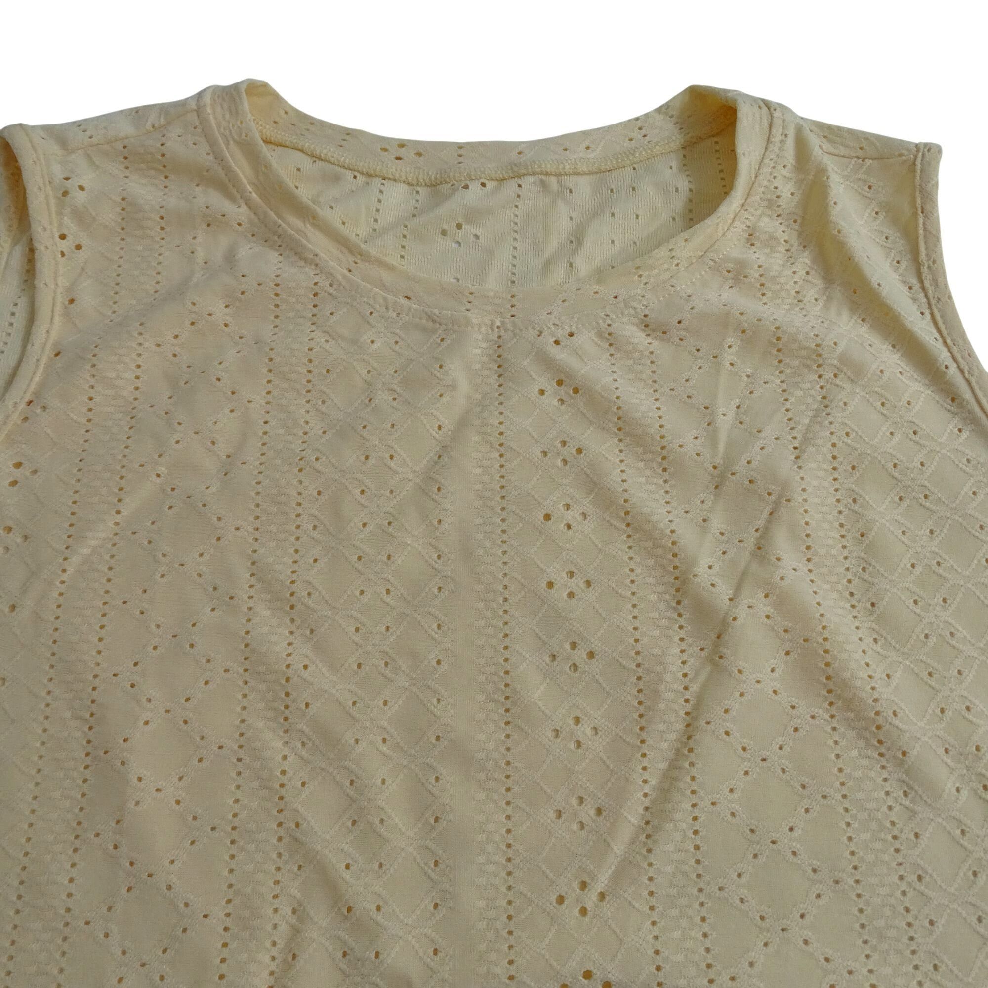 Other Yellow Sleeveless Eyelet Muscle Tank Top See Thru Size XL Size XL / US 12-14 / IT 48-50 - 2 Thumbnail