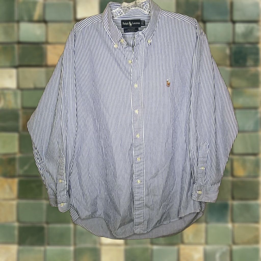 Ralph Lauren RALPH LAUREN Striped Button-Up Shirt Mens Long Sleeve Size 16 Blue White Colorful Size US L / EU 52-54 / 3 - 1 Thumbnail