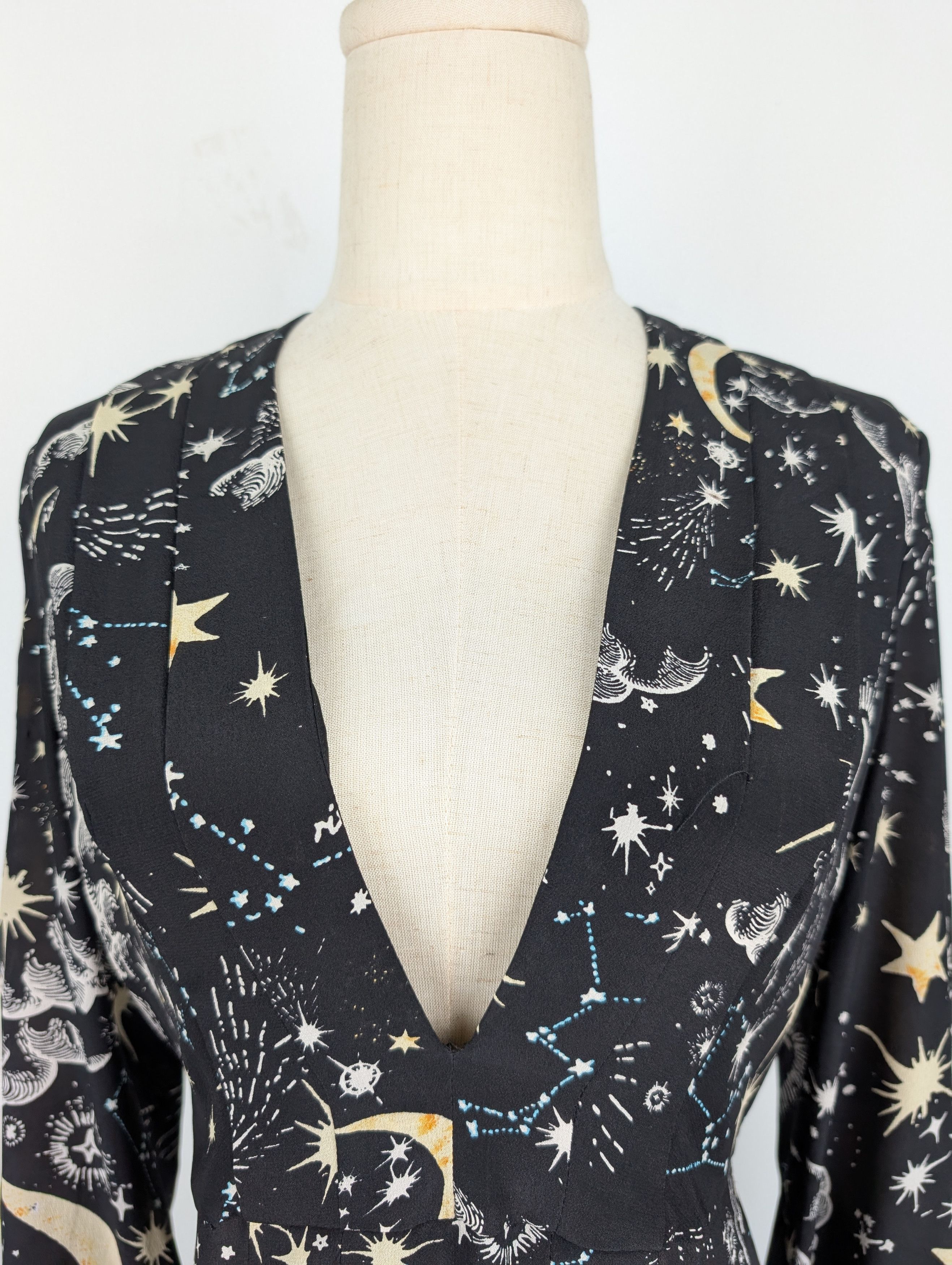 RIXO Rixo Black Star Printed Silk Dress Size S / US 4 / IT 40 - 6 Thumbnail
