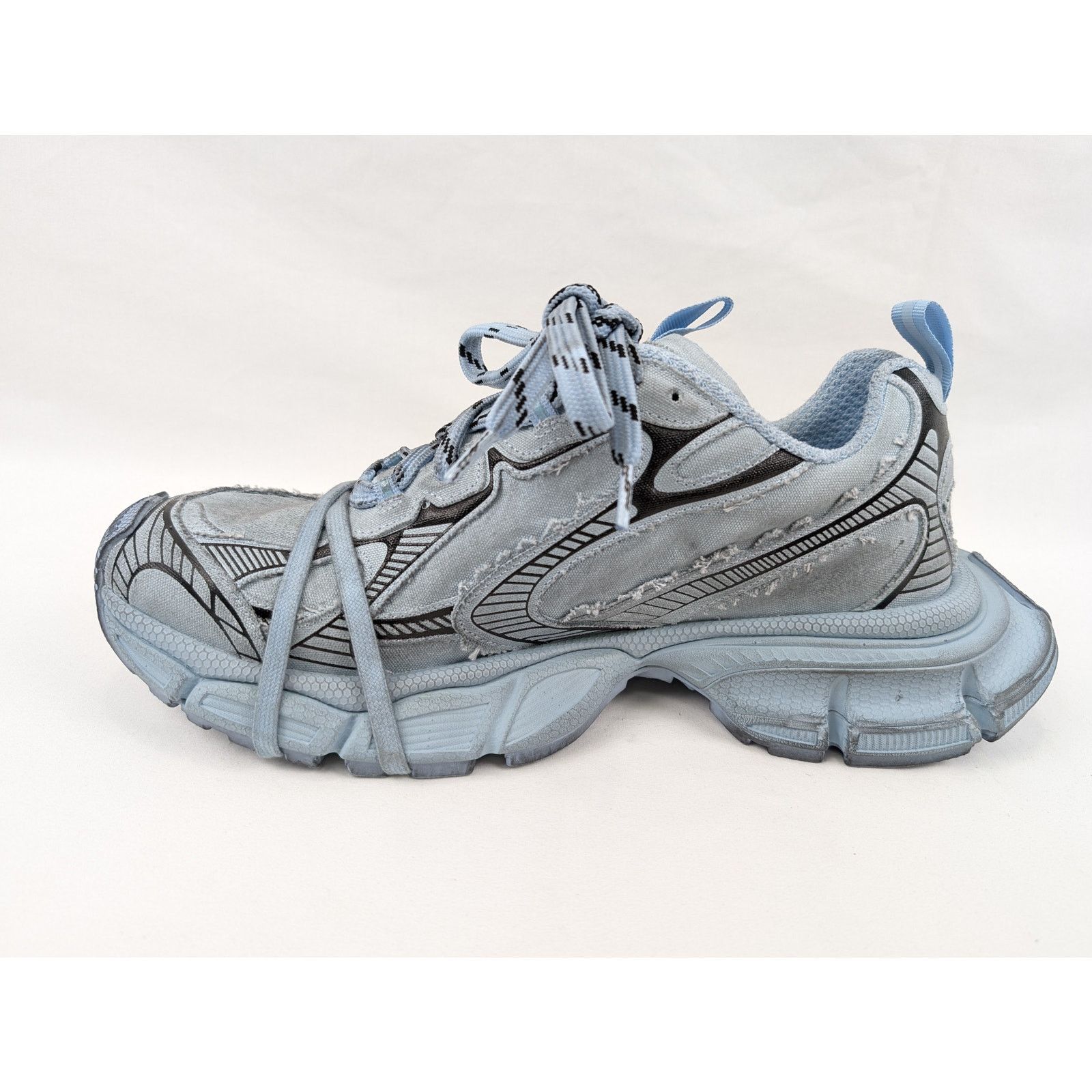 Balenciaga o1rshd1 3xl Destroyed Canvas Sneakers in Light Blue 45 Size US 12 / EU 45 - 5 Thumbnail