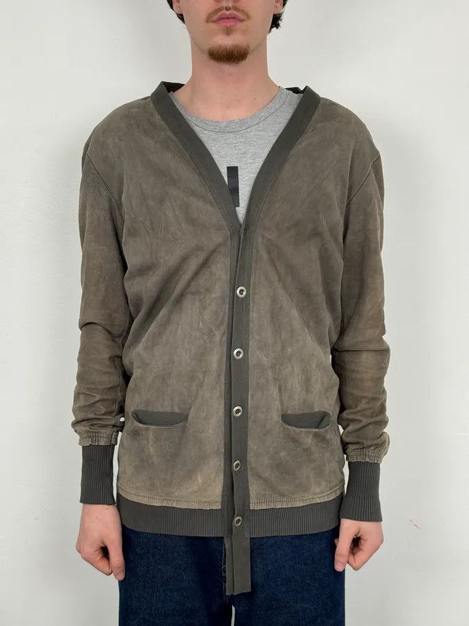 Isaac Sellam Experience Isaac Sellam Experience Taupe Suede Contrast Ribbed Trim Cardigan Size US L / EU 52-54 / 3 - 2 Thumbnail
