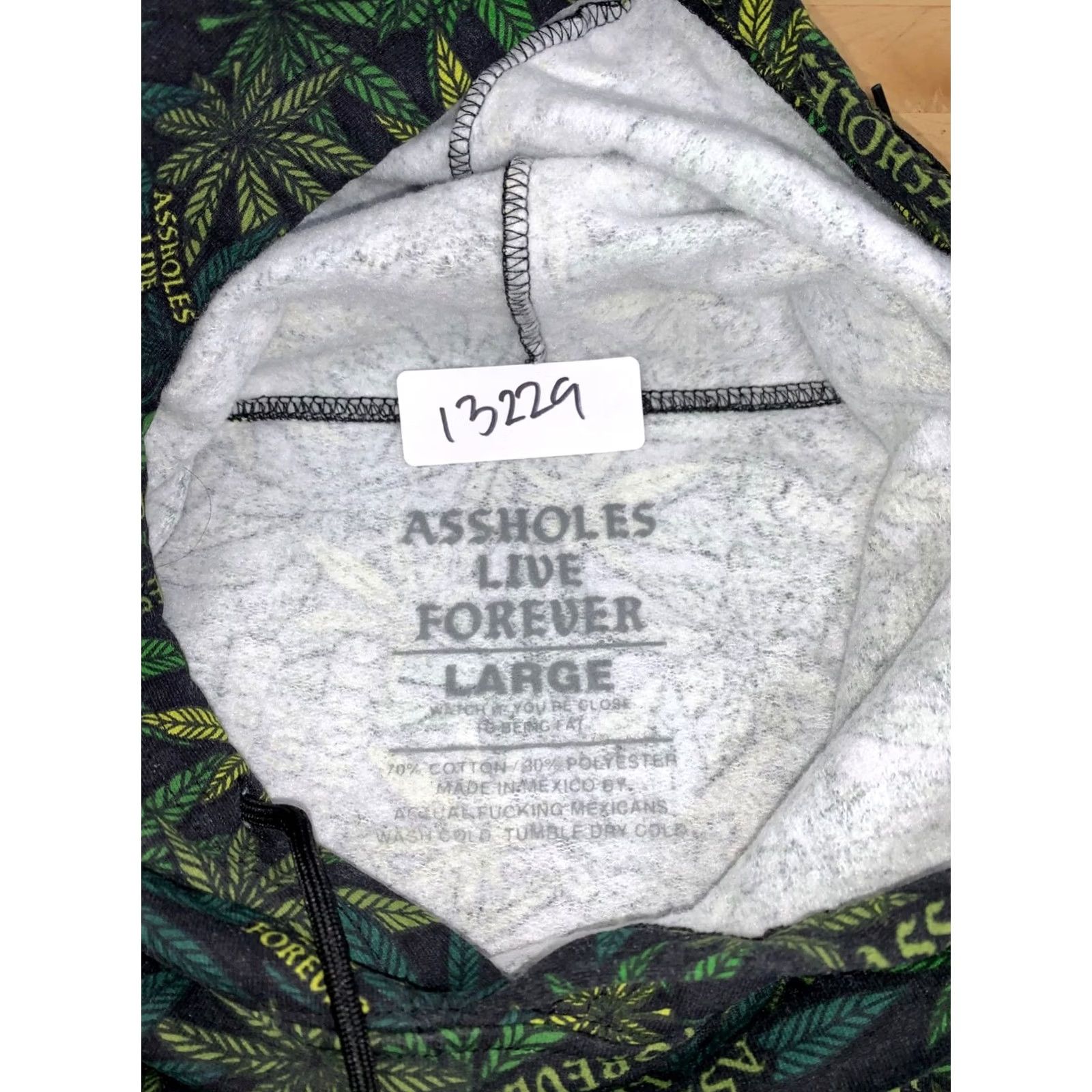 Olive Aholes Live Forever Hoodie Men L Hooded Pullover Green Cotton Fleece 3-Season Regular Sweatshirt Size US L / EU 52-54 / 3 - 2 Thumbnail
