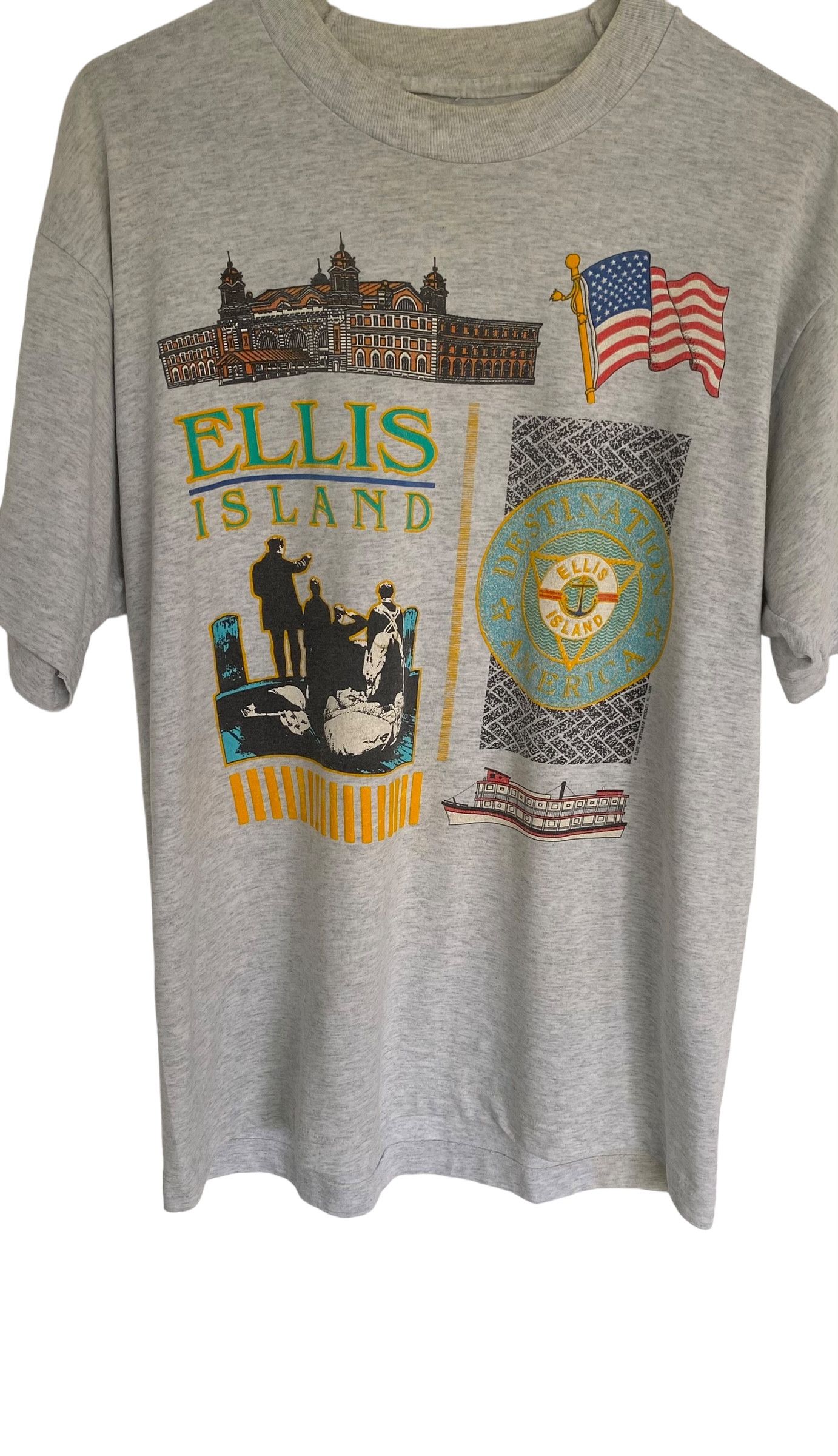 Vintage 90s' Ellis Island single stitch tee Size US L / EU 52-54 / 3 - 4 Thumbnail