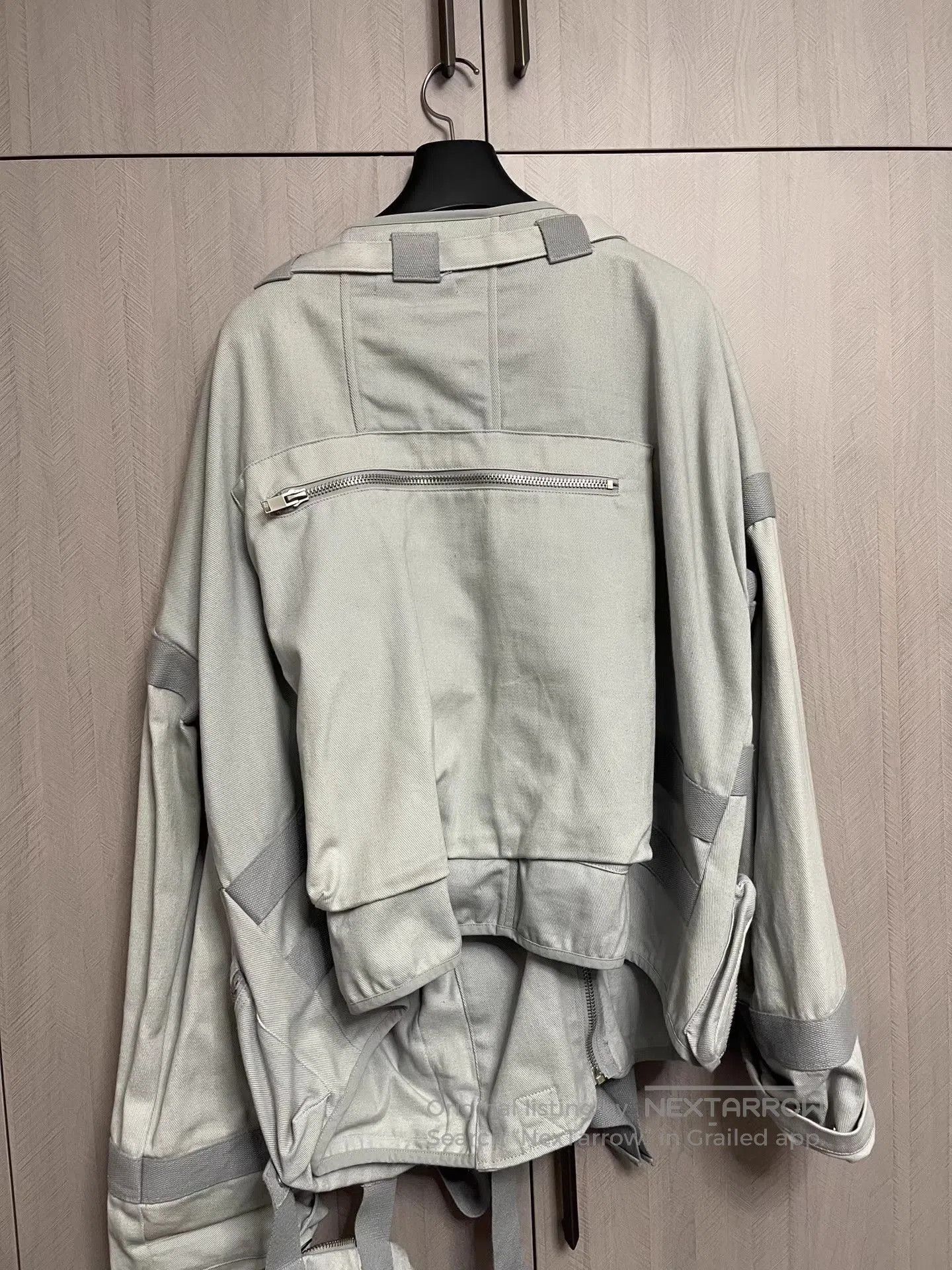 Heliot Emil Gray Utility Jacket with Straps and Pockets, Size L. Size US L / EU 52-54 / 3 - 6 Thumbnail
