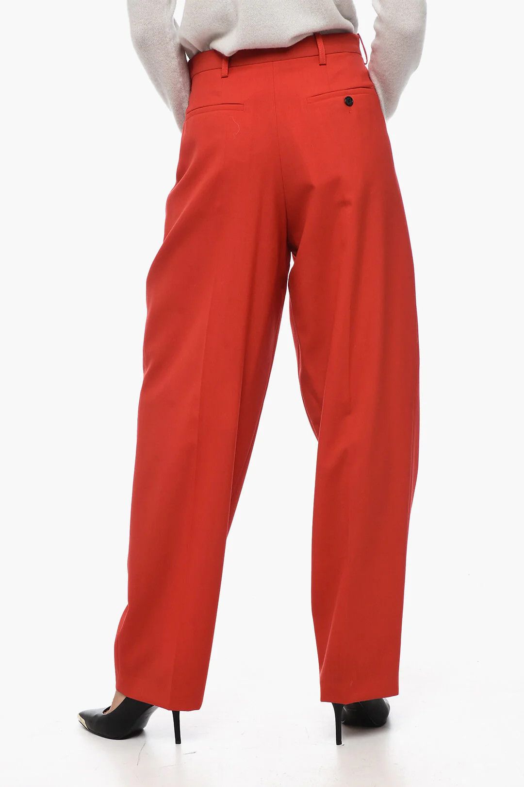 Marni og1mm0326 Loose-Fit Wool Pant in Red Size 28" / US 6 / IT 42 - 2 Thumbnail