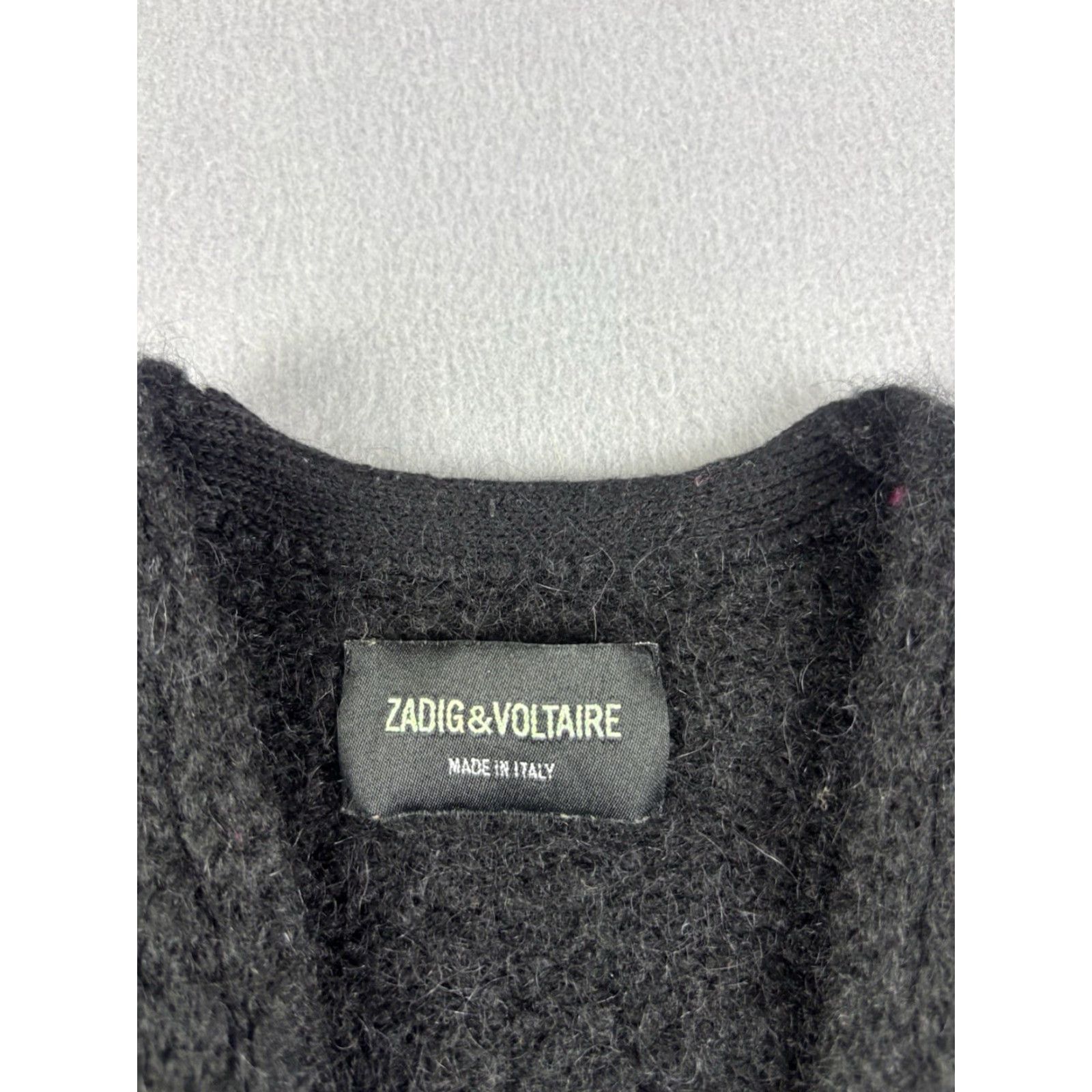 Zadig & Voltaire Zadig & Voltaire Cardigan Women’s XS Black Open Front Sweater Wool Blend Knit V-Neck Logo Long Sleeve Casual Workwear Size XS / US 0-2 / IT 36-38 - 3 Thumbnail