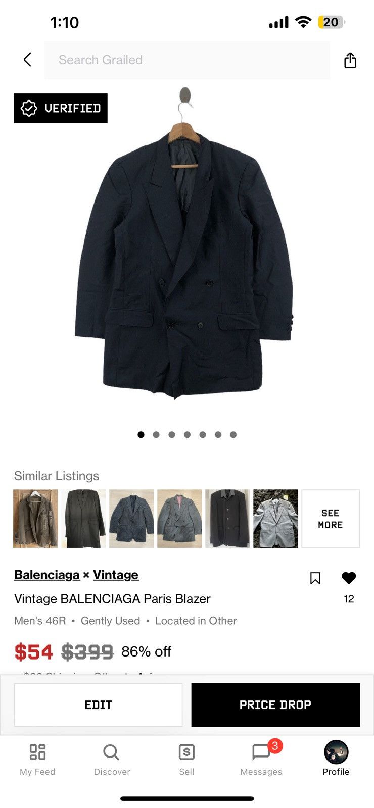 Balenciaga Vintage BALENCIAGA Paris Blazer Size 46R - 8 Thumbnail