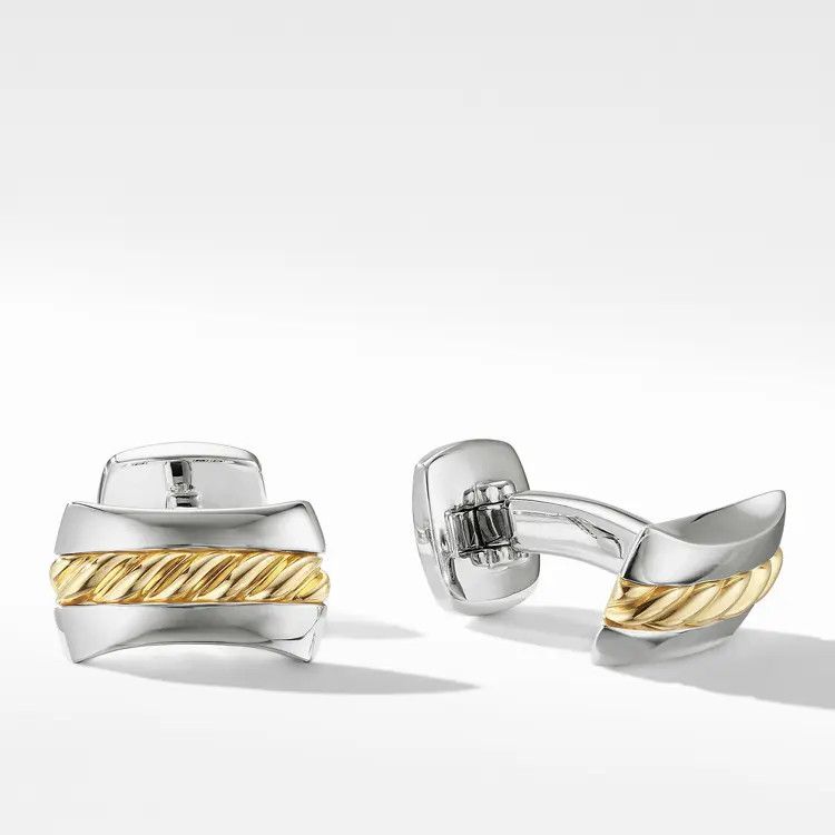 David Yurman C0F516 Size: 7 /Cable Cufflinks in Silver/Golden Size ONE SIZE - 1 Thumbnail
