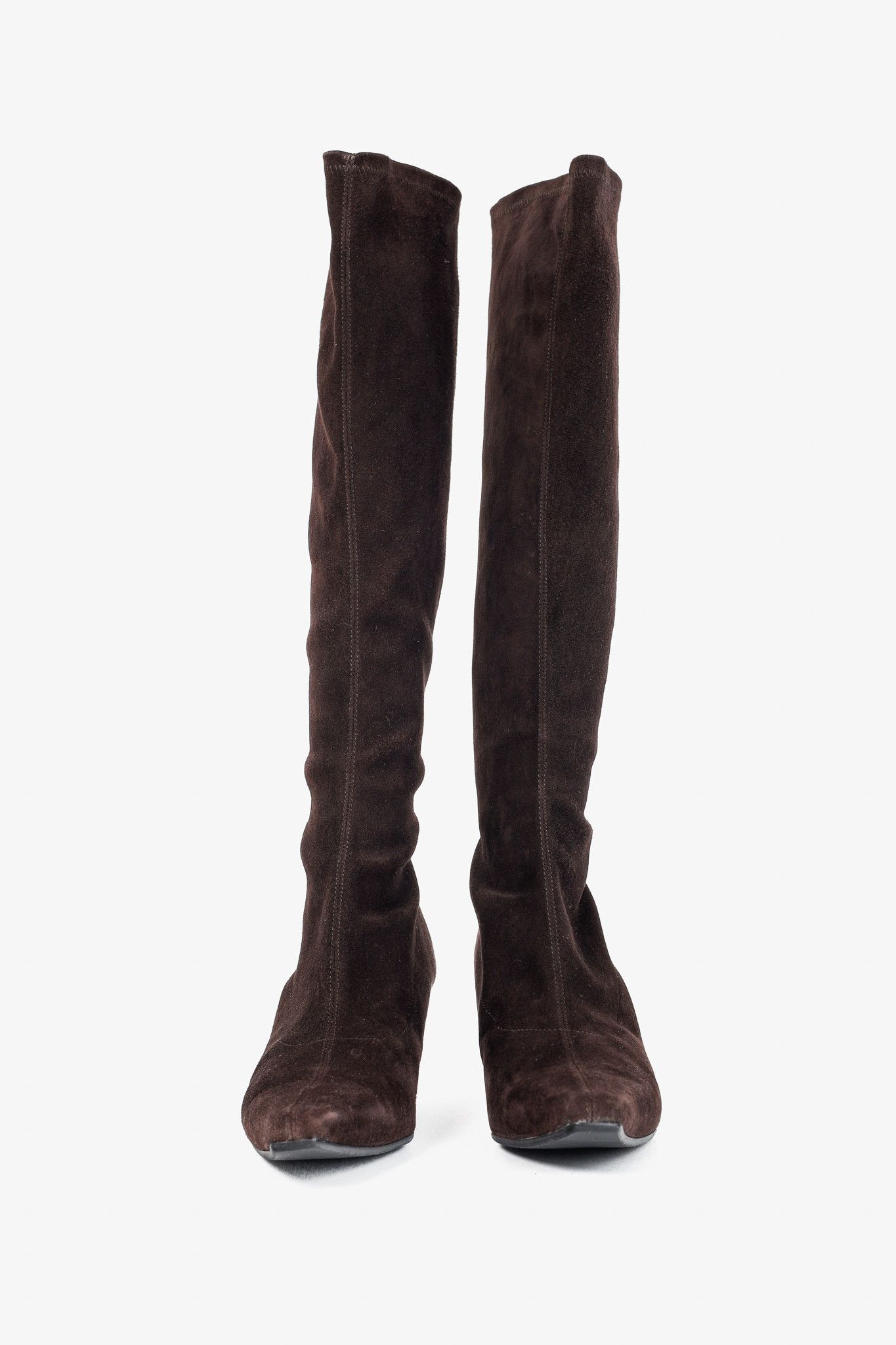Stuart Weitzman Stuart Weitzman Shapely Suede Pointed-Toe Knee-High Boots Size US 8 / IT 38 - 2 Thumbnail