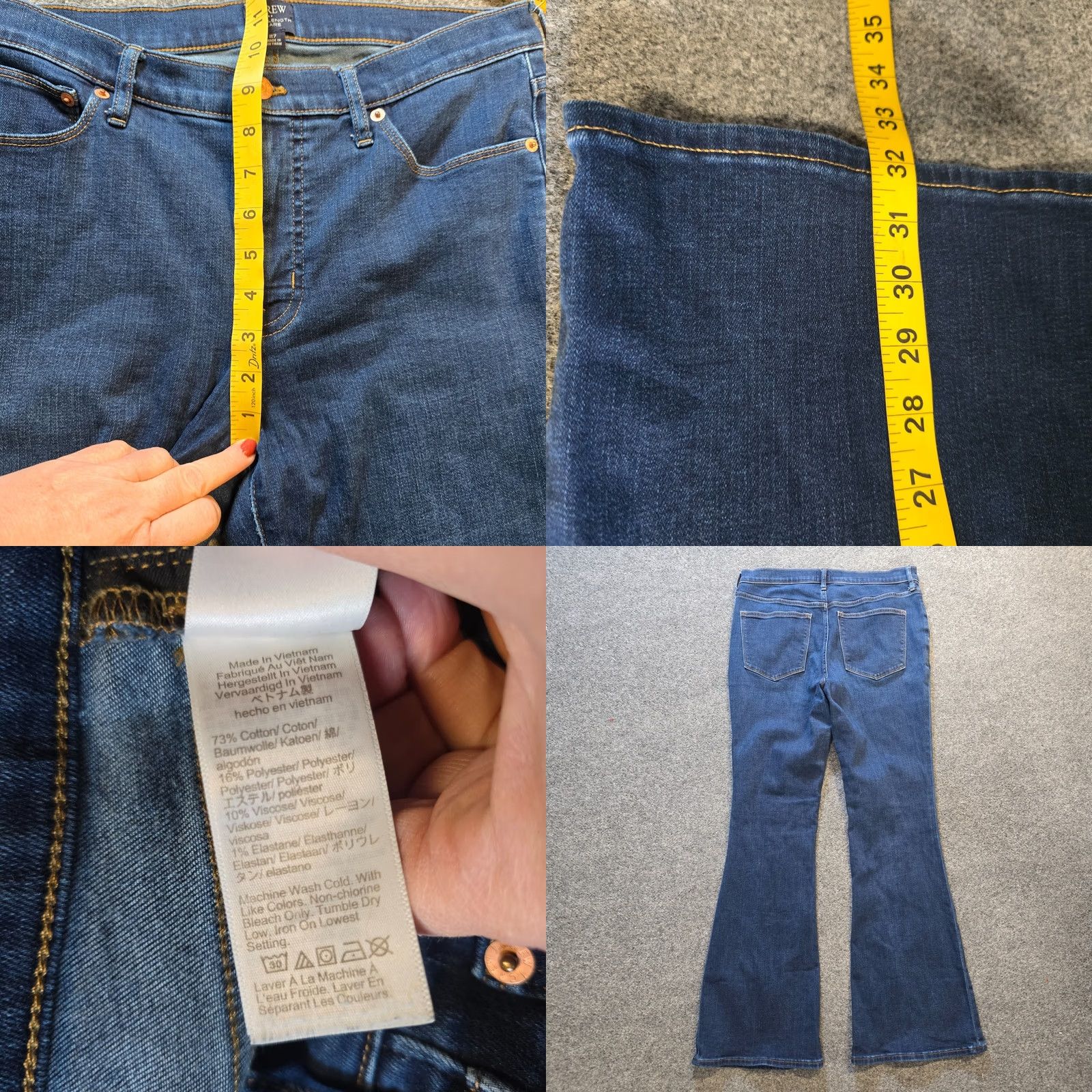 J.Crew J.CREW Jeans Womens 27 Blue Full Length Flare Stretch Mid Rise Casual Capsule Regular Denim 5-Pocket Inseam 32 Size 27" / US 4 / IT 40 - 8 Thumbnail