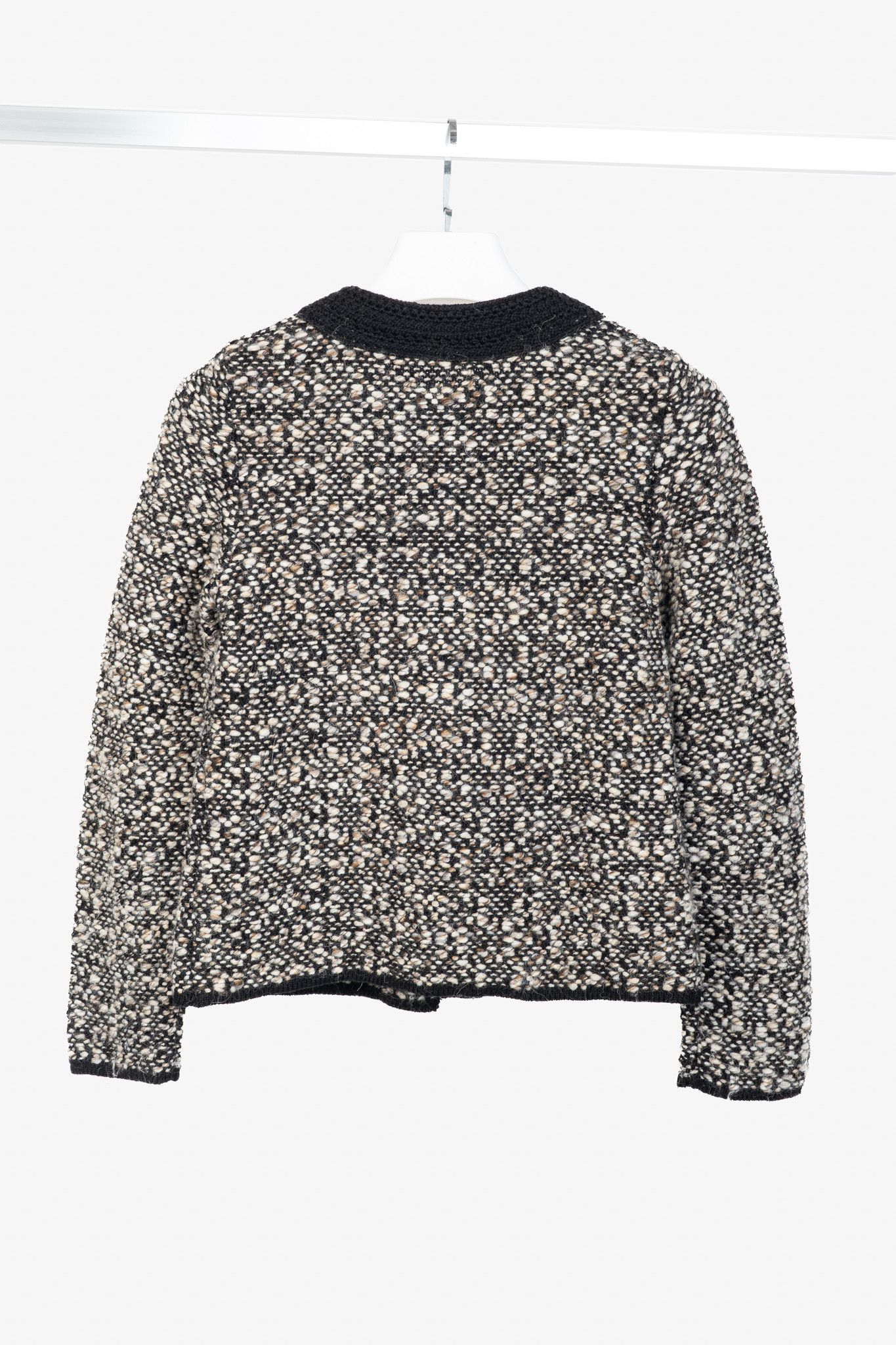 Missoni M Missoni Brown Marled-Wool Trimmed Snap-Front Cardigan Size XS / US 0-2 / IT 36-38 - 2 Thumbnail