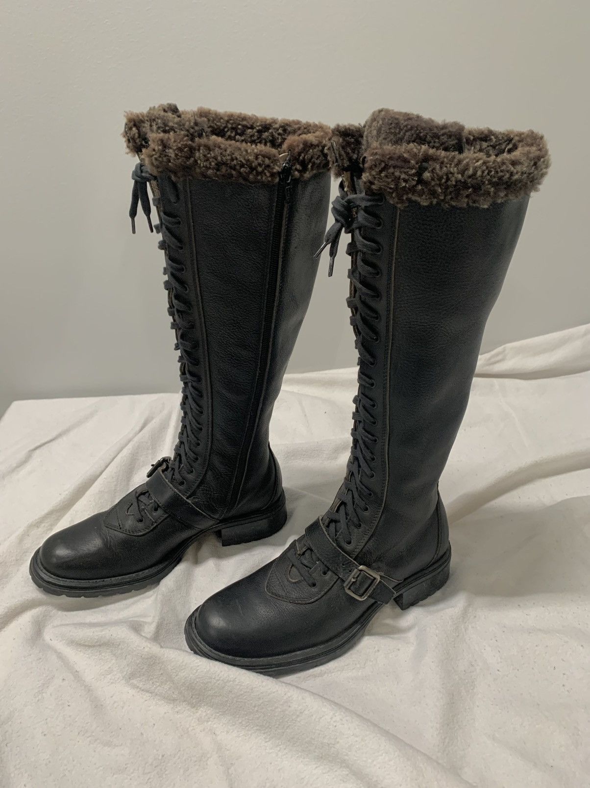 Japanese Brand × Vintage VINTAGE BUMPER HIGH LEATHER BOOTS FAUX FUR LACE UP Size US 7.5 / IT 37.5 - 3 Thumbnail