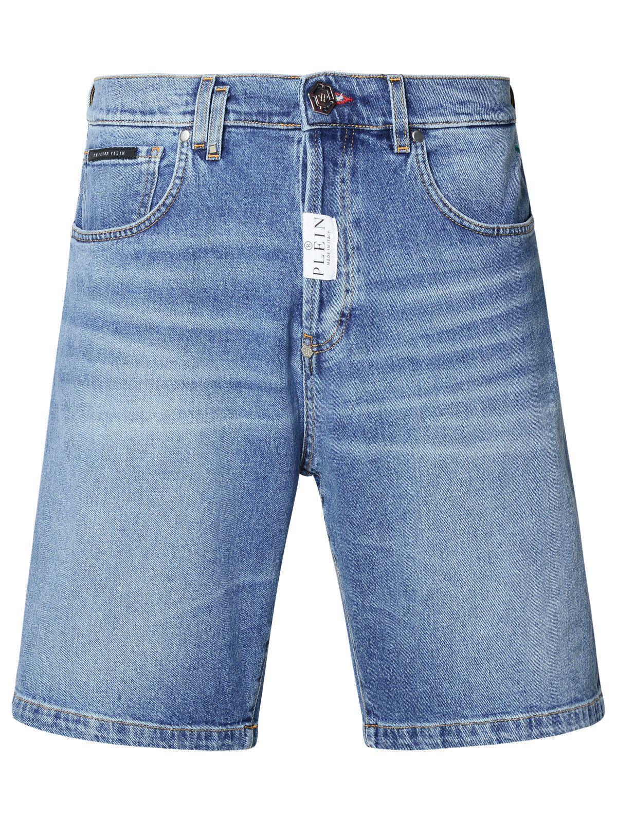 image of Philipp Plein 'formantera' Blue Cotton Bermuda Shorts, Men's (Size 32)