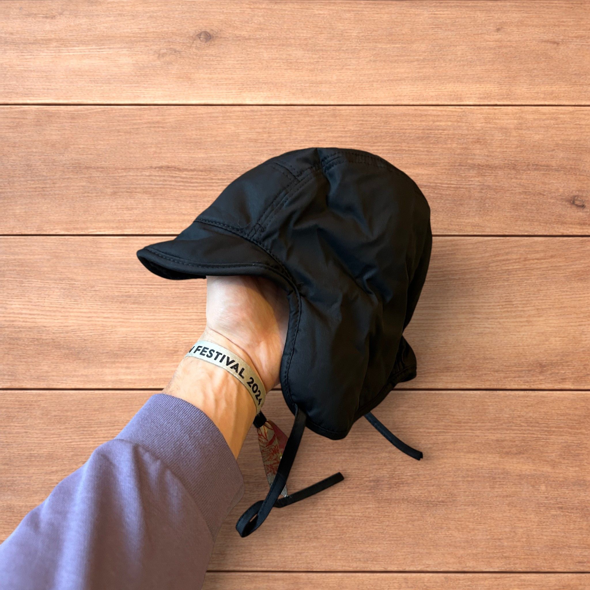 Japanese Brand Russian Trapper Korean padded fluffy hat cap in black. Size ONE SIZE - 5 Thumbnail