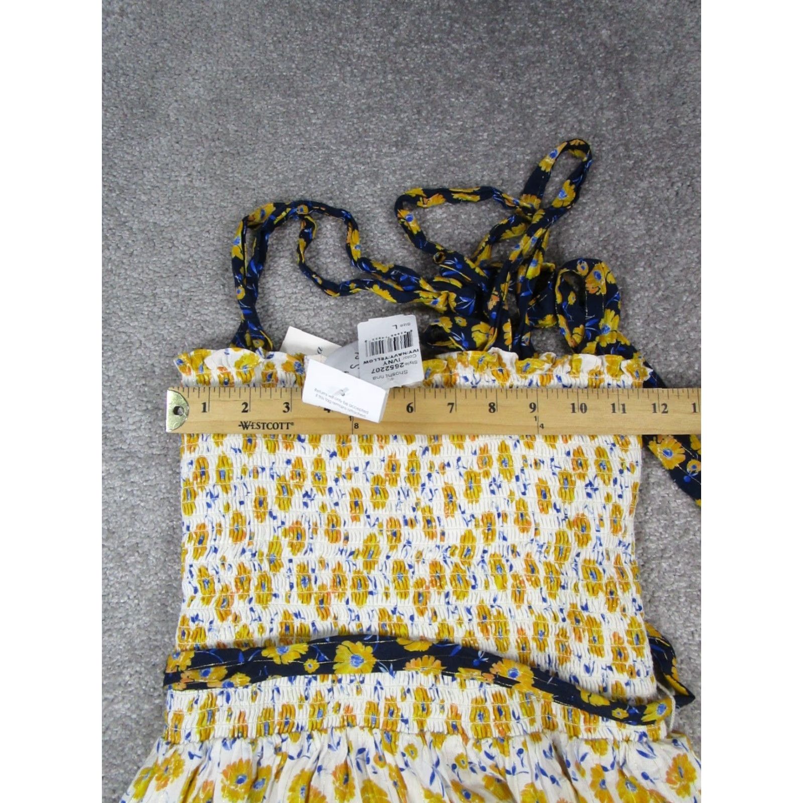 Vintage SHOSHANNA Floral Dress Womens Large Yellow Blouson Halter Knee Length Casual Party Size L / US 10 / IT 46 - 6 Thumbnail