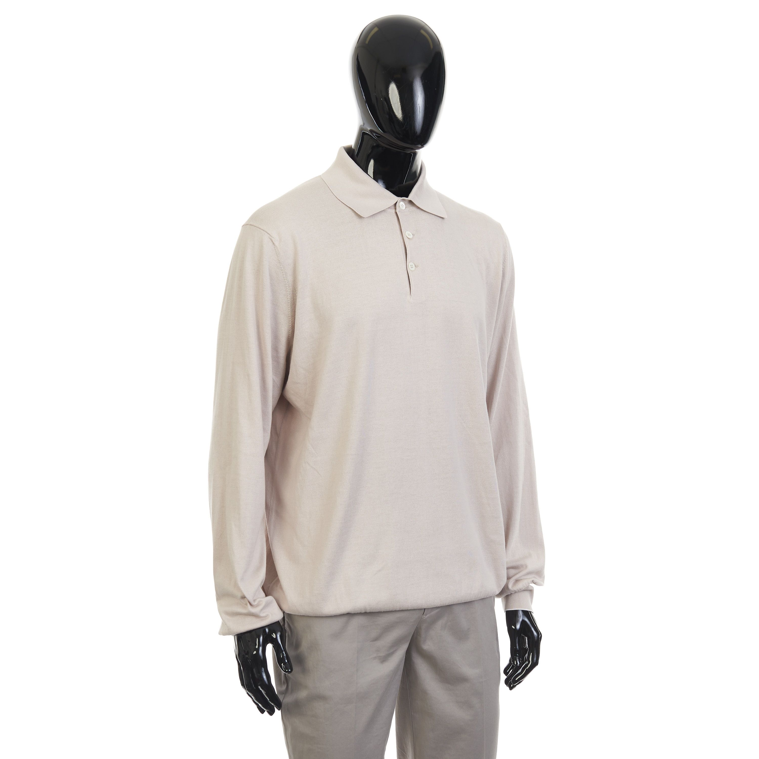 Brunello Cucinelli Beige Lightweight Cotton Knit Polo Shirt Size 60 Size US XXL / EU 58 / 5 - 8 Thumbnail