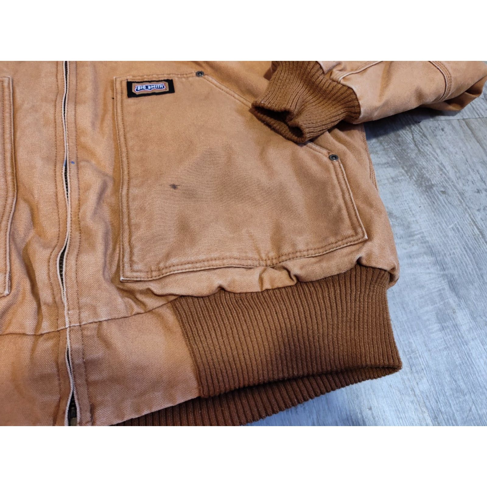 Vintage Big Smith Jacket Mens L Brown Canvas Zip Up Hooded Fleece Lined Workwear Casual Overcoat Seasonal Fall Winter Size US L / EU 52-54 / 3 - 3 Thumbnail