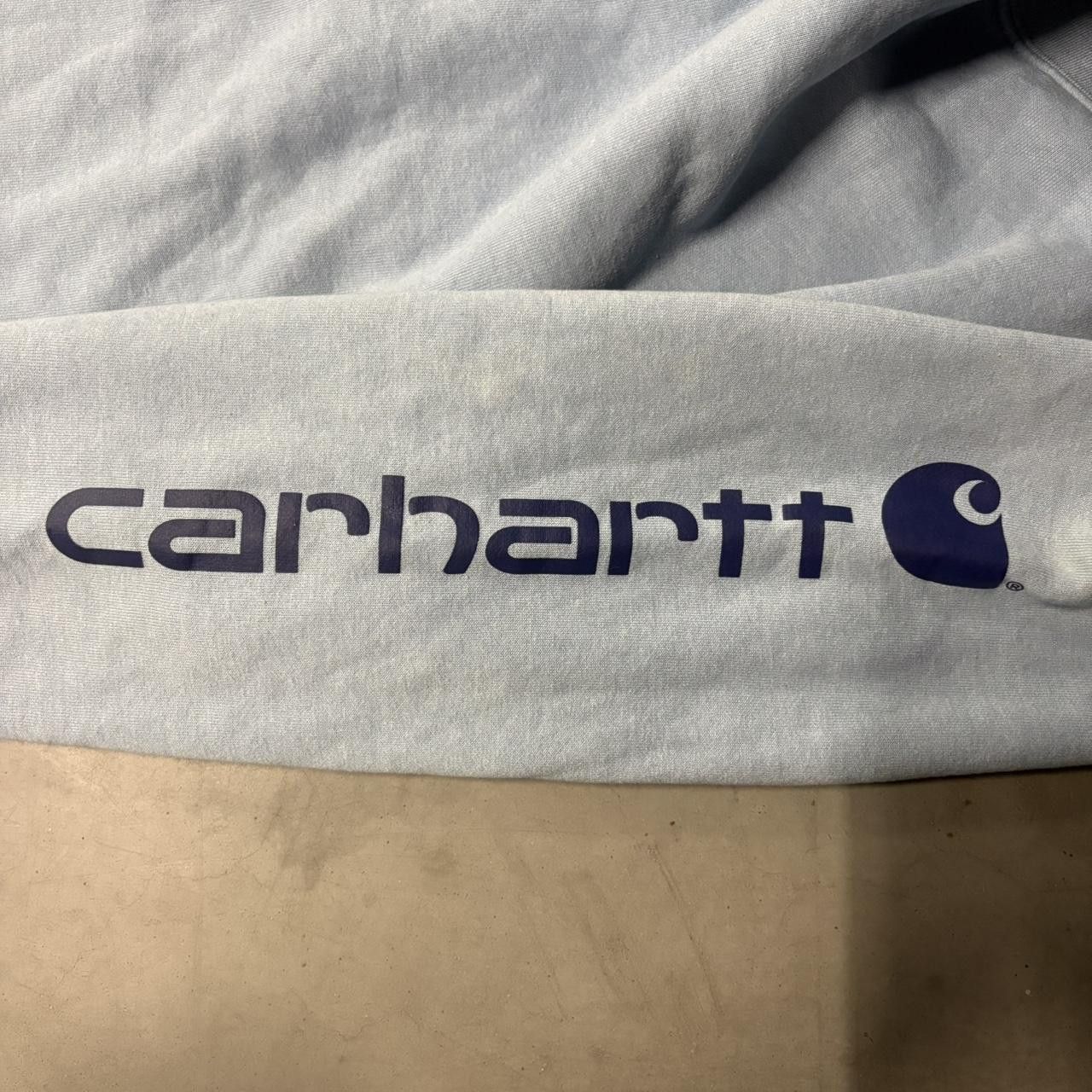 Carhartt Crazy Vintage Y2K/2000s Carhartt Loose Fit Faded Blue Workwear Skater Hoodie! Size US M / EU 48-50 / 2 - 4 Thumbnail