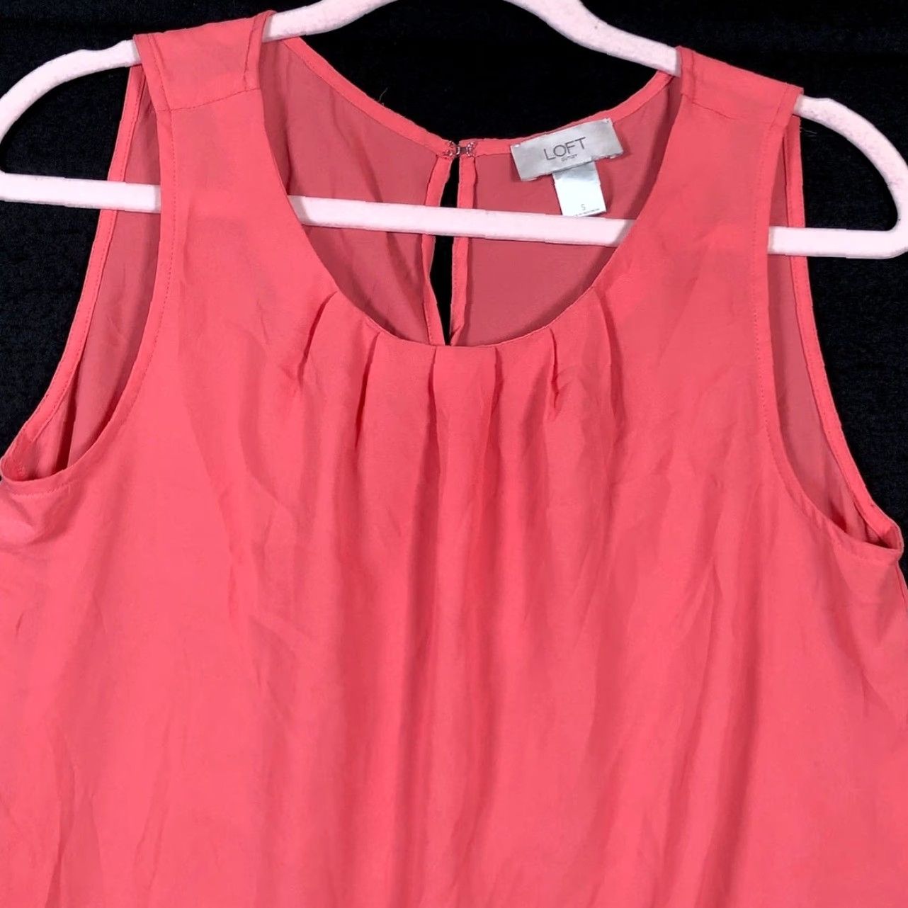 Loft LOFT Pink Pleated Crew Neck Sleeveless Blouse - Small, Women, Casual Workwear, Lightweight Polyester, Chiffon Size S / US 4 / IT 40 - 2 Thumbnail