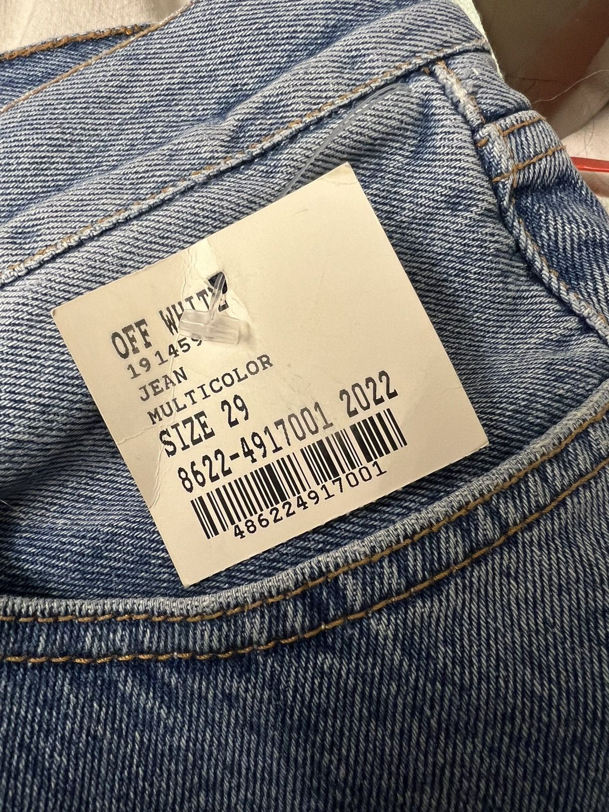Off-White OFF-WHITE Two Tone Mod.Split Split Baggy 5 Pocket Jeans Blue Size 29" - 4 Thumbnail