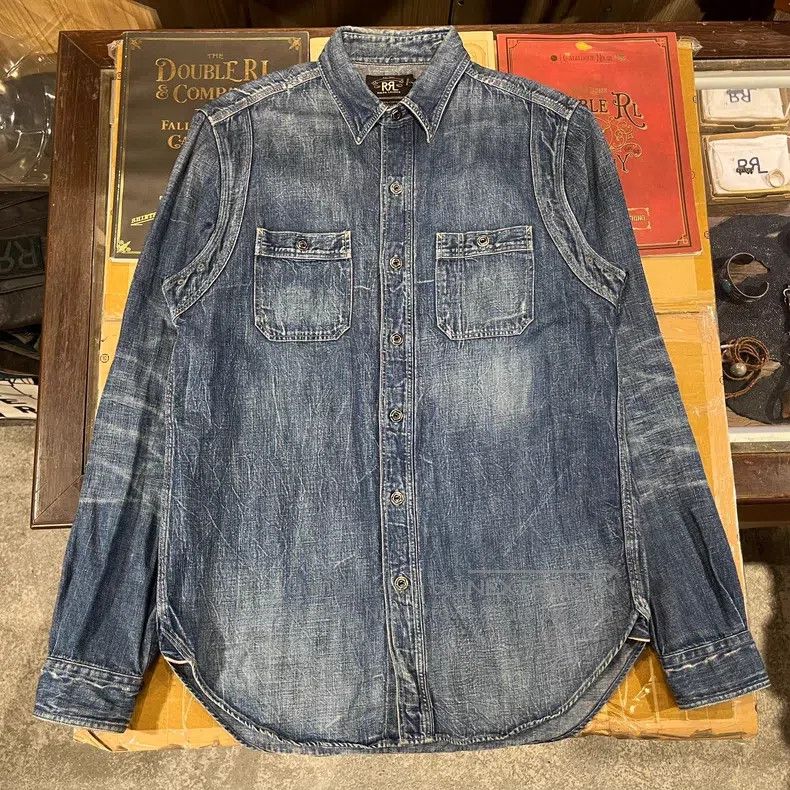 RRL Ralph Lauren RRL Ralph Lauren Washed and Destroyed Vintage Work Shirt Size US M / EU 48-50 / 2 - 2 Thumbnail