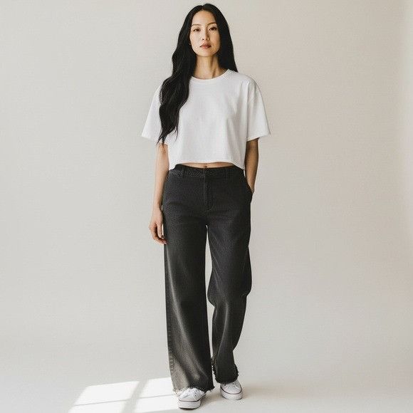 Other OAT New York High-Rise Black Wide-Leg Jeans Size 32" / US 10 / IT 46 - 1 Thumbnail