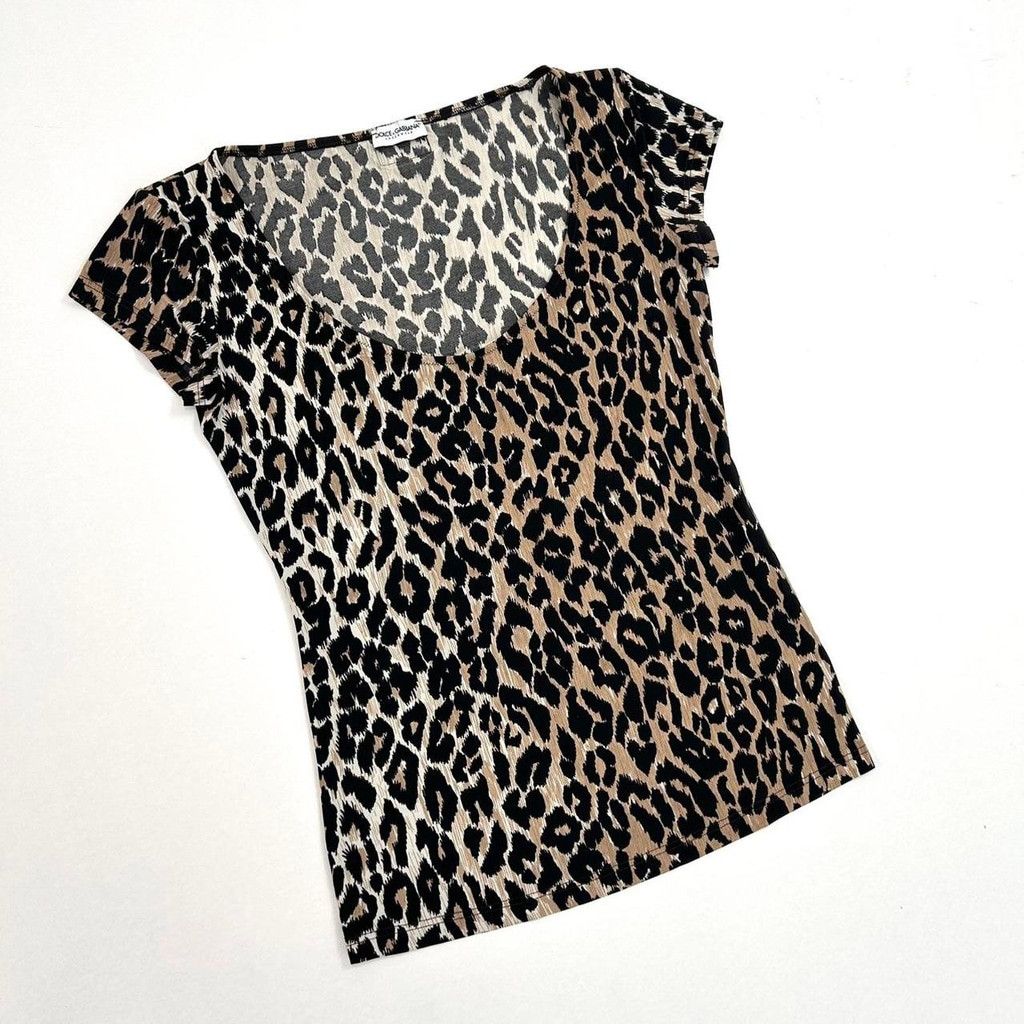 Dolce & Gabbana y2k D&G leopard print short sleeve top Size XS / US 0-2 / IT 36-38 - 1 Thumbnail