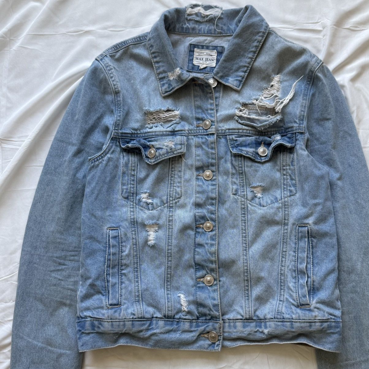 Other Wax Jean Blue Distressed Denim Jacket – Size L – 100% Cotton Size L / US 10 / IT 46 - 3 Thumbnail