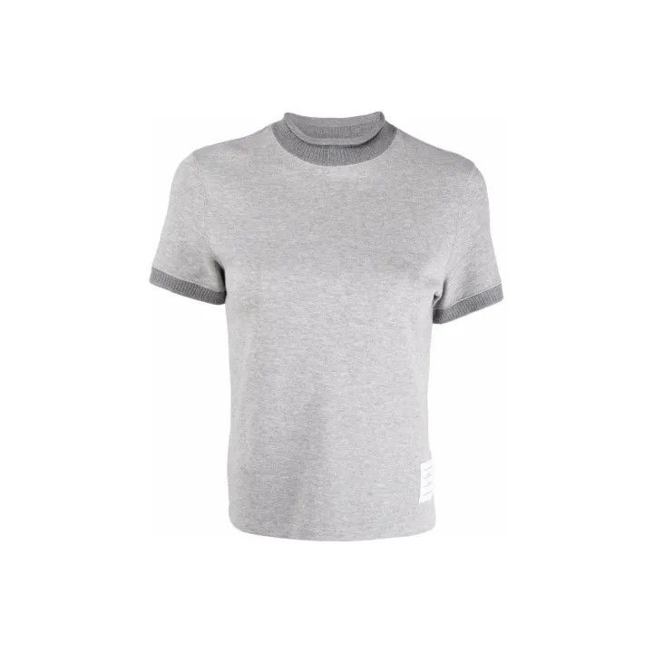 Thom Browne Thom Browne Gray Ribbed Cotton T-Shirt 0079 Size S / US 4 / IT 40 - 1 Thumbnail
