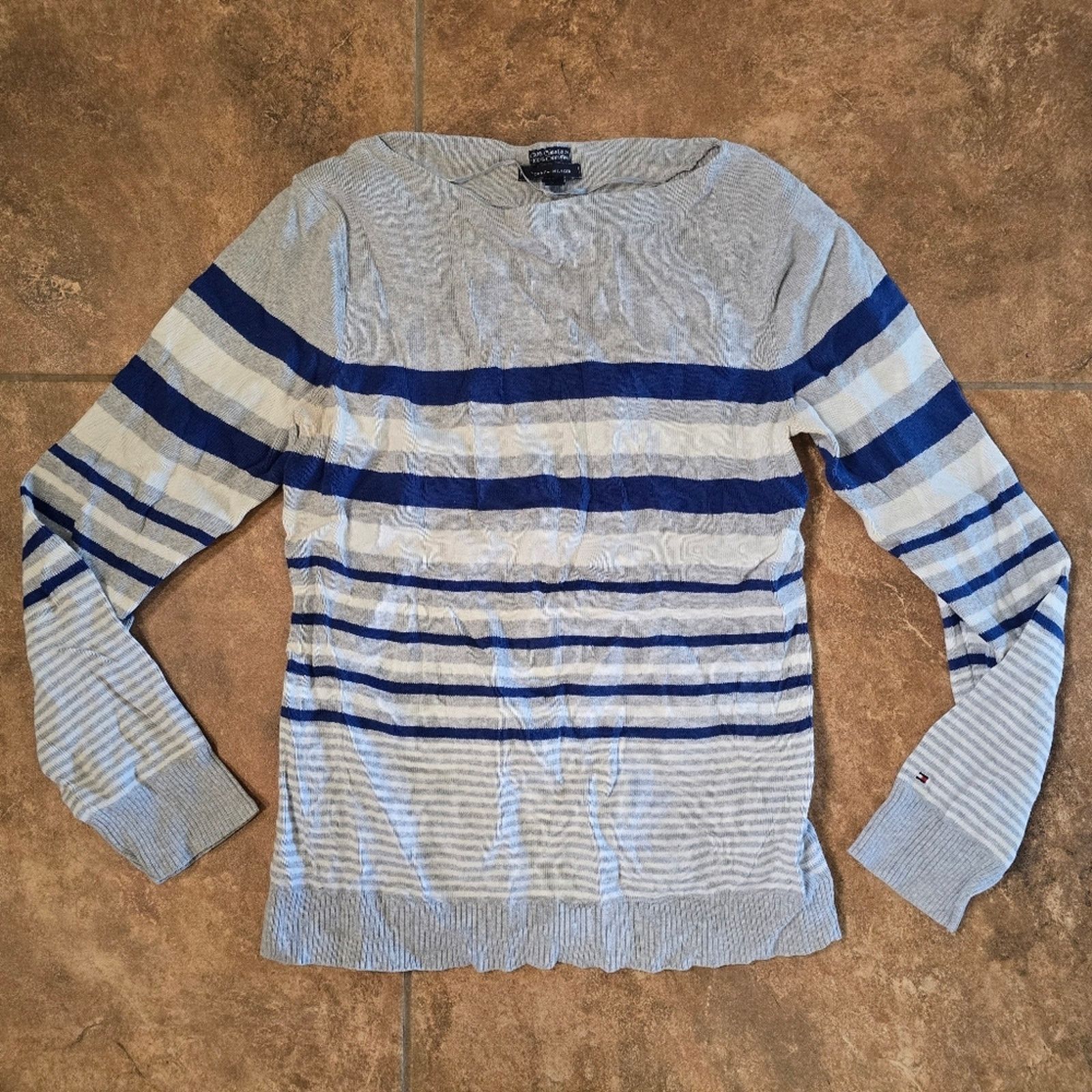 Tommy Hilfiger Grey Striped | TOMMY HILFIGER | Sweater Long Sleeve Size L / US 10 / IT 46 - 1 Thumbnail