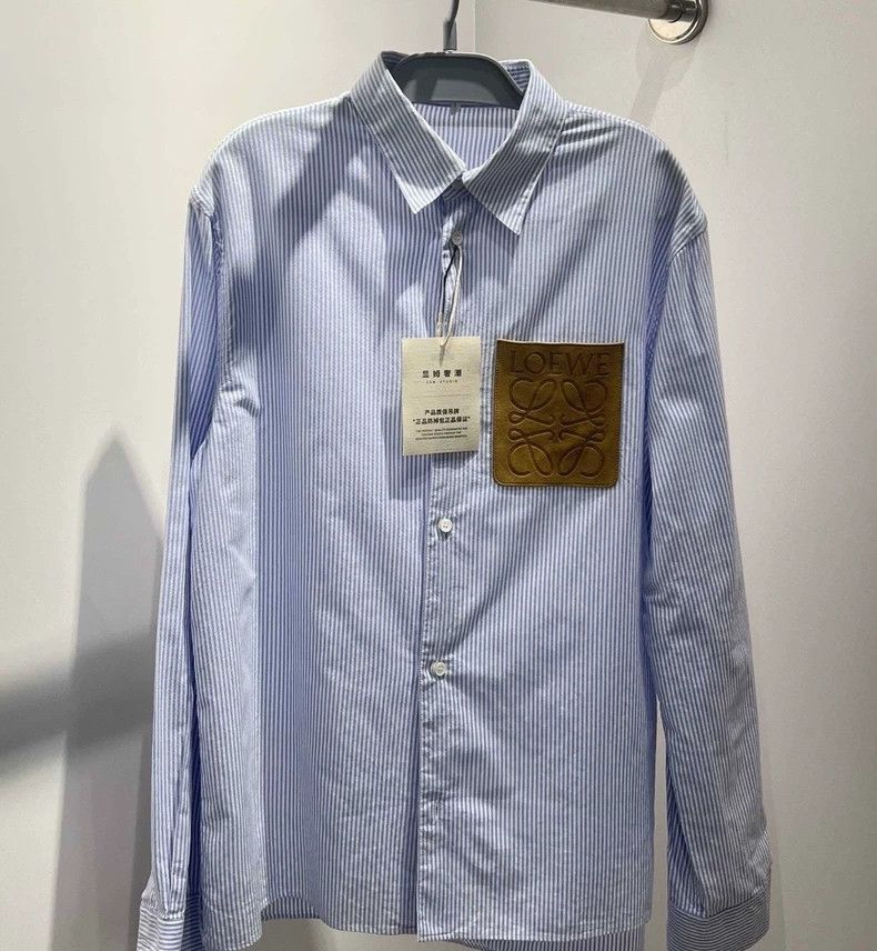 Loewe LOEWE Striped Deer Leather Pocket Shirt - dmc Size US M / EU 48-50 / 2 - 1 Thumbnail