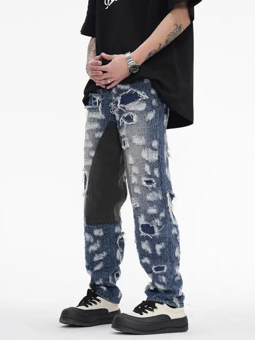 VIBE Retro street hip-hop ripped washed distressed jeans Size US 32 / EU 48 - 4 Thumbnail