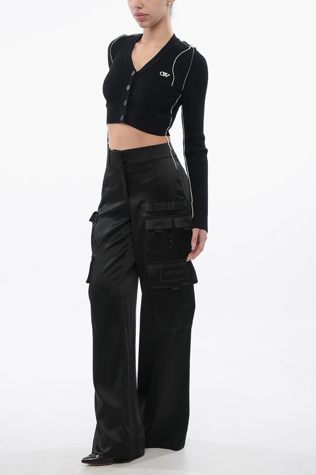 Off-White og1mm1125 Satin Cargo Toybox Pant in Black Size 28" / US 6 / IT 42 - 3 Thumbnail