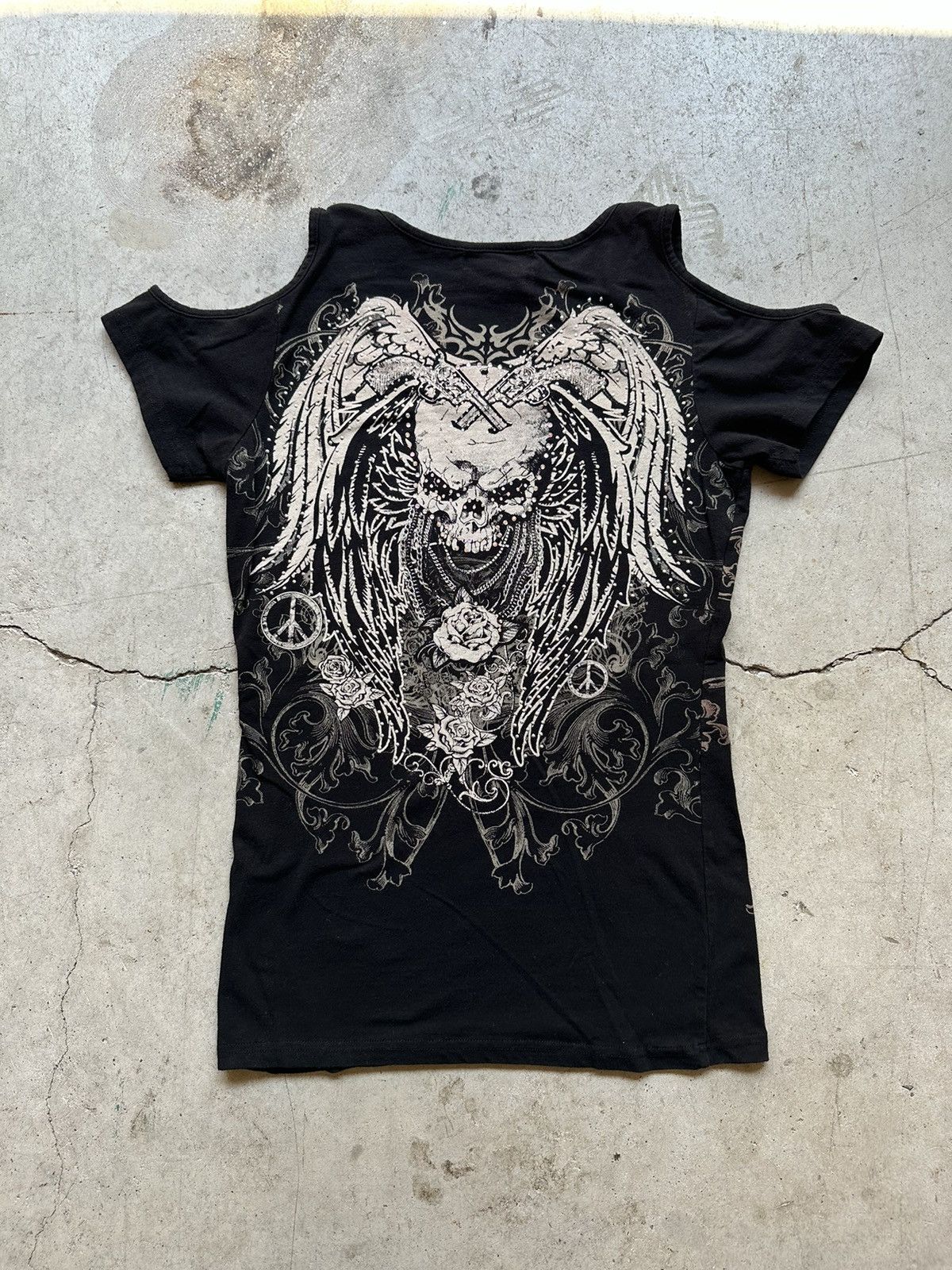 Affliction Y2K Vintage Grunge Black Skull print shirt Size M / US 6-8 / IT 42-44 - 2 Thumbnail