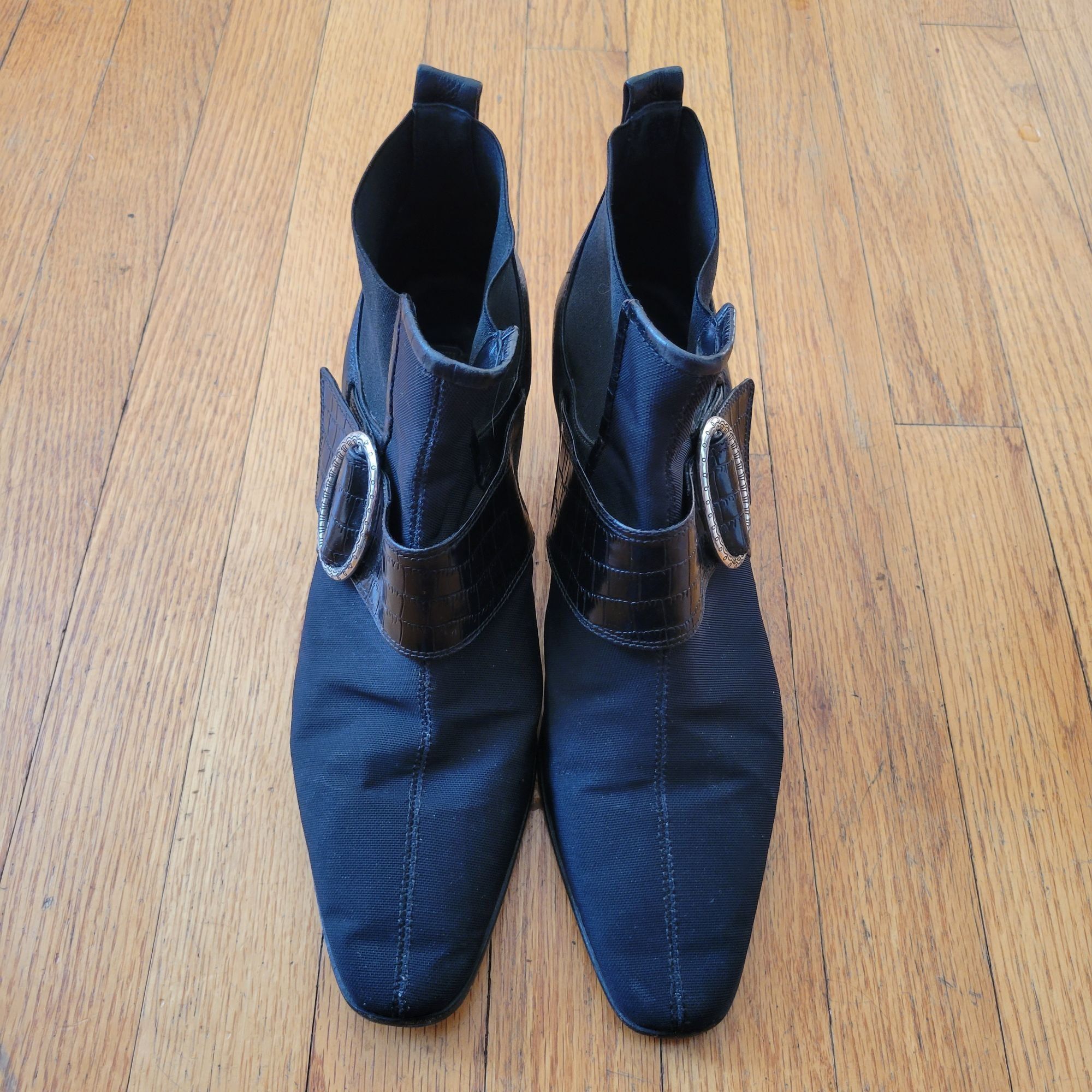 Brighton Brighton 10M TREVOR Leather Fabric Ankle Boots Decorative Bu Size US 10 / IT 40 - 2 Thumbnail