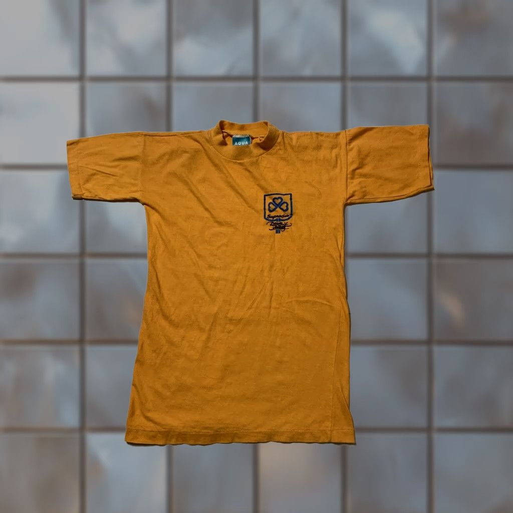 Vintage VINTAGE 80s Aqua Blues Supradur Single Stitch Yellow S/S Graphic T-Shirt Sz. M Shirt Adults M Yellow Graphic Supradur 1980s Mens Women? Size US S / EU 44-46 / 1 - 1 Thumbnail