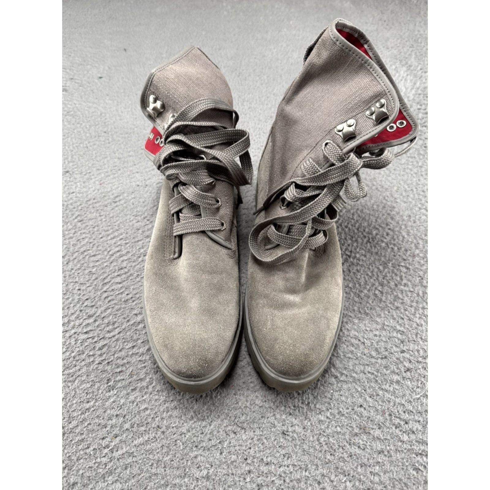 Timberland Timberland Boots Women's Gray Suede Canvas Lace Up Mid-Calf 10 Combat Rubber Sole Lace Up Size 10 Size US 10 / IT 40 - 5 Thumbnail