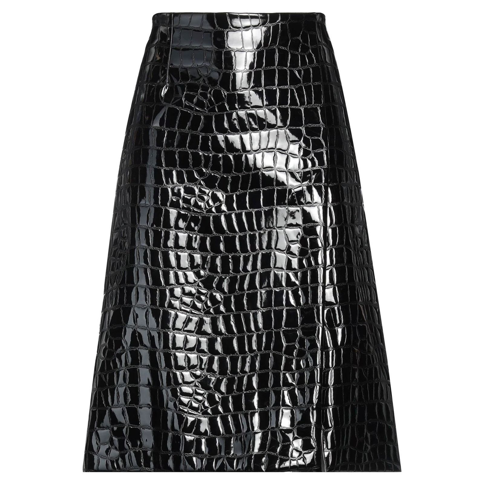 Dolce & Gabbana Dolce & Gabbana Black Croc Faux-Leather Midi Skirt IT 36 Size 25" / US 0 / IT 36 - 1 Thumbnail
