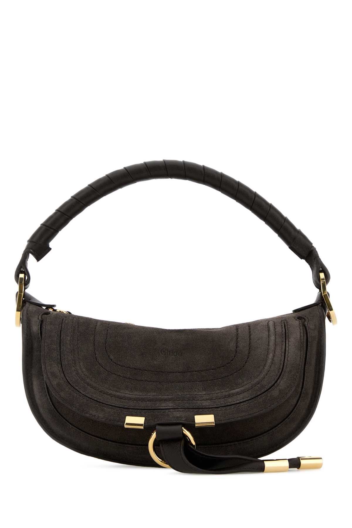 Chloe Dark Brown Suede Mini Marcie Shoulder Bag Size ONE SIZE - 1 Thumbnail