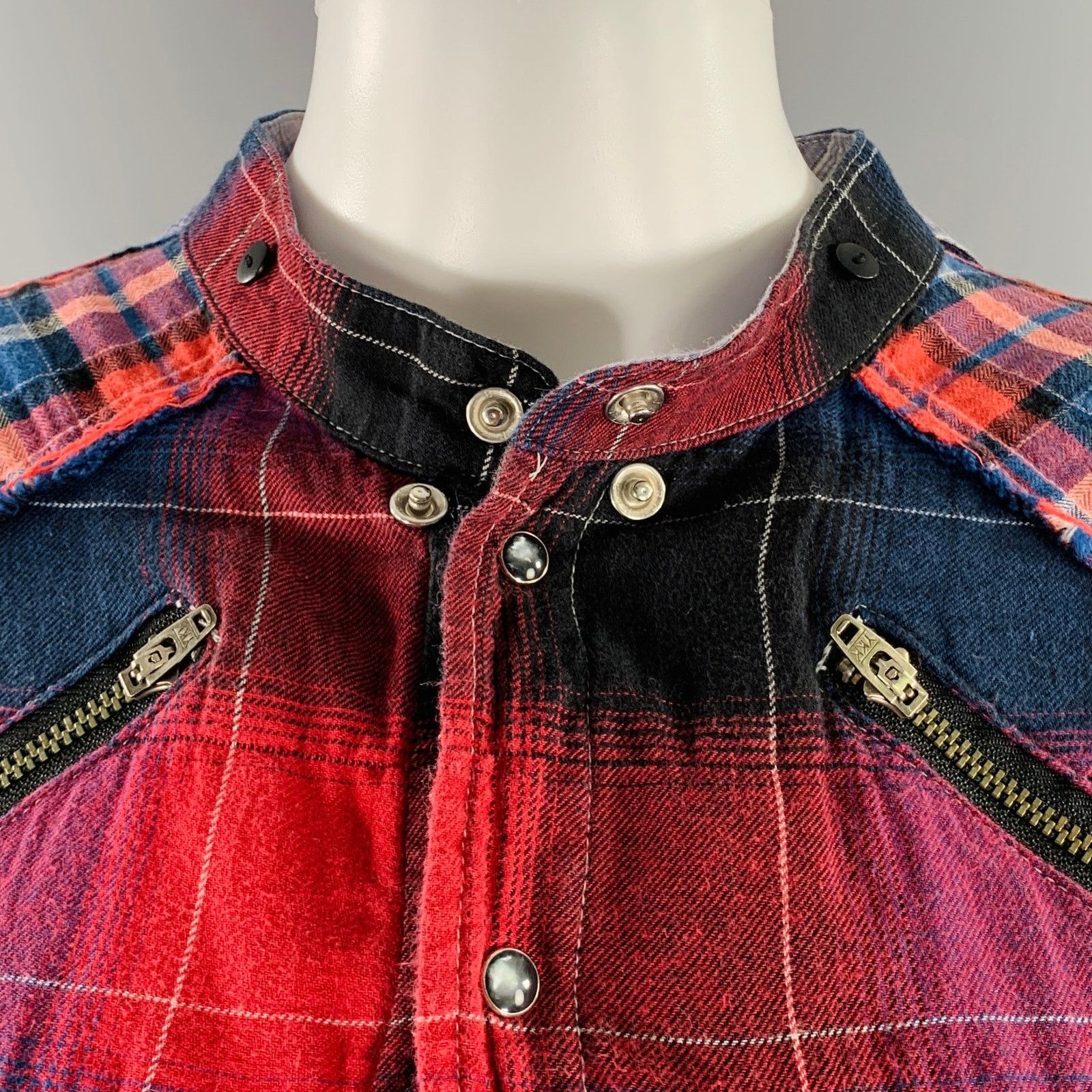 Le Grande Bleu (L.G.B.) L.G.B Size 2 Red Blue Cotton Blend Plaid Shirt Dress Size XS / US 0-2 / IT 36-38 - 3 Thumbnail