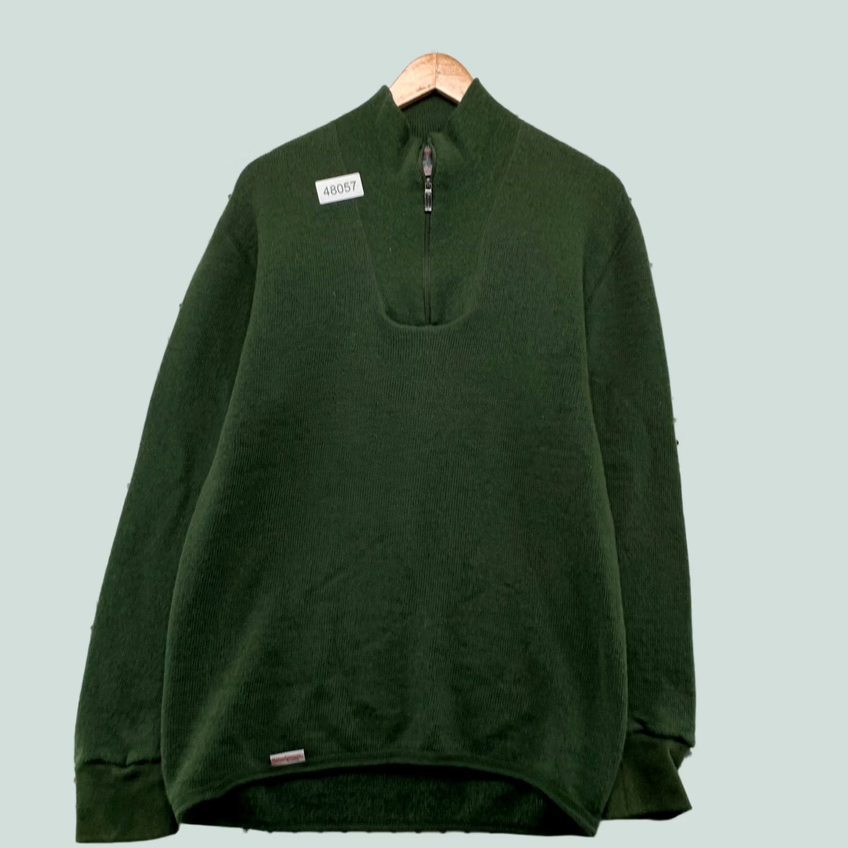 Layer 8 Woolpower Ullfrotte Sweater Mens M Green 1/4 Zip 400 Wool Mid Layer Sweden Size US M / EU 48-50 / 2 - 1 Thumbnail