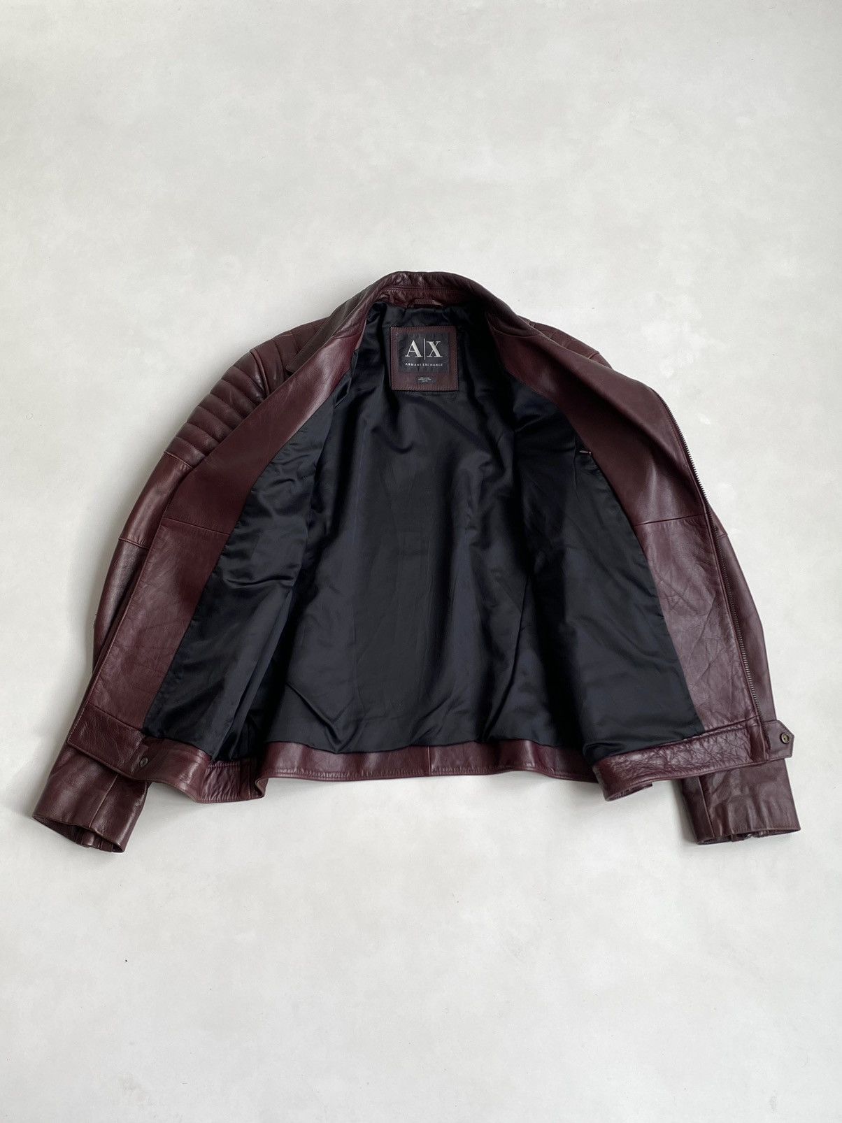 Armani Exchange Armani Exchange Leather Biker Jacket Burgundy Size US L / EU 52-54 / 3 - 10 Thumbnail
