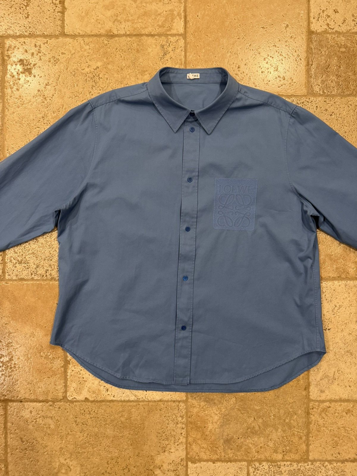 Loewe Loewe “Ash Blue” Anagram Emboidered Pocket Logo Button Shirt Size US XL / EU 56 / 4 - 7 Thumbnail