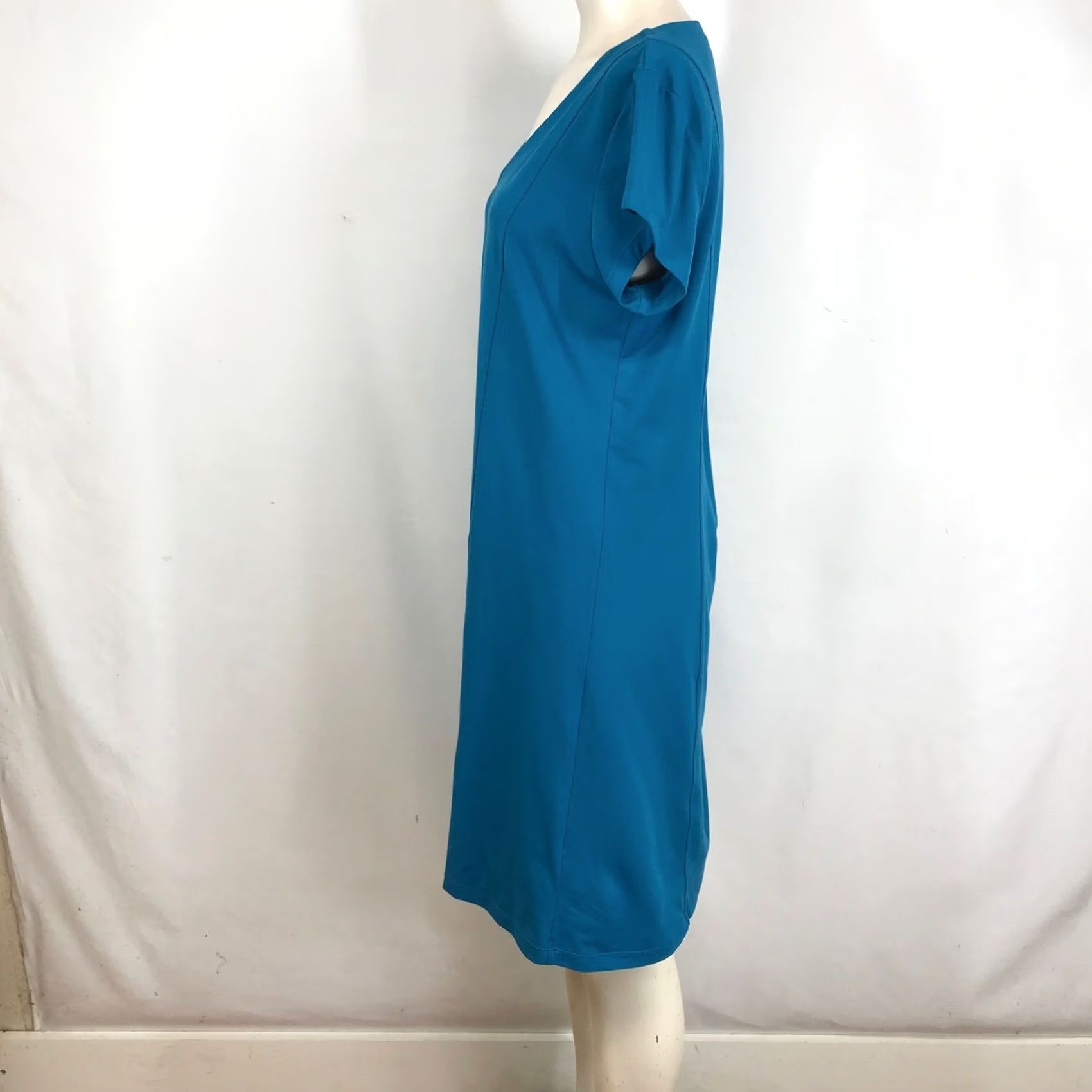 Toad&Co Toad&Co Womens Teal Blue V-Neck Short Sleeve Shift Dress Zip Pocket Large Size 36" / US 14 / IT 50 - 6 Thumbnail